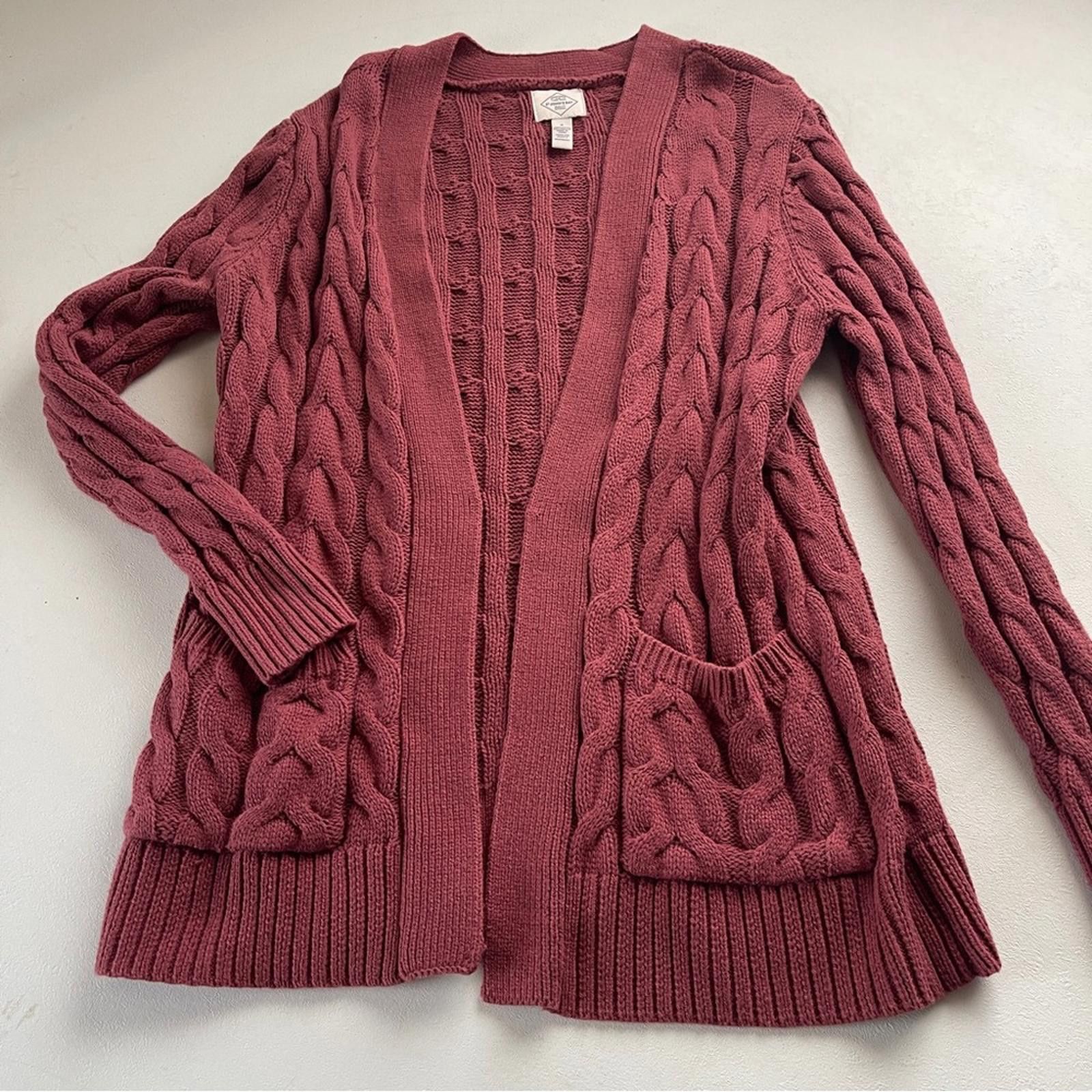 St. Johns Bay St. John's Bay Textured Knit Cardigan in Deep Red in size S Size S / US 4 / IT 40 - 4 Thumbnail