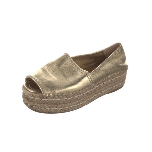 Prada Prada Gold Metallic Peep-Toe Espadrilles Size US 7.5 / IT 37.5 - 7 Thumbnail