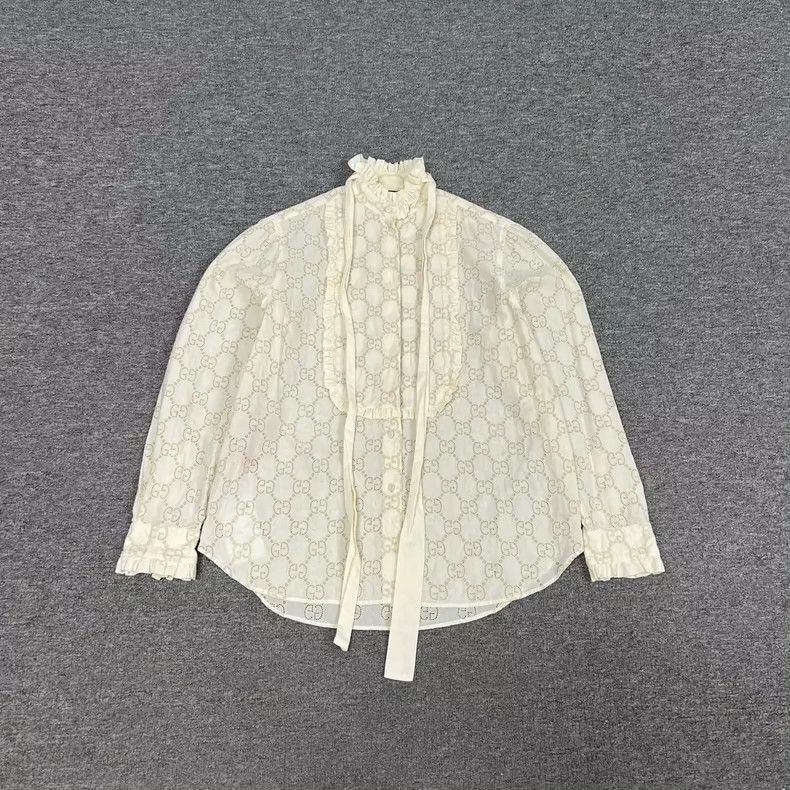 Gucci Gucci Full print double G hollow long-sleeved shirt 2504-Ne Size XS / US 0-2 / IT 36-38 - 1 Thumbnail