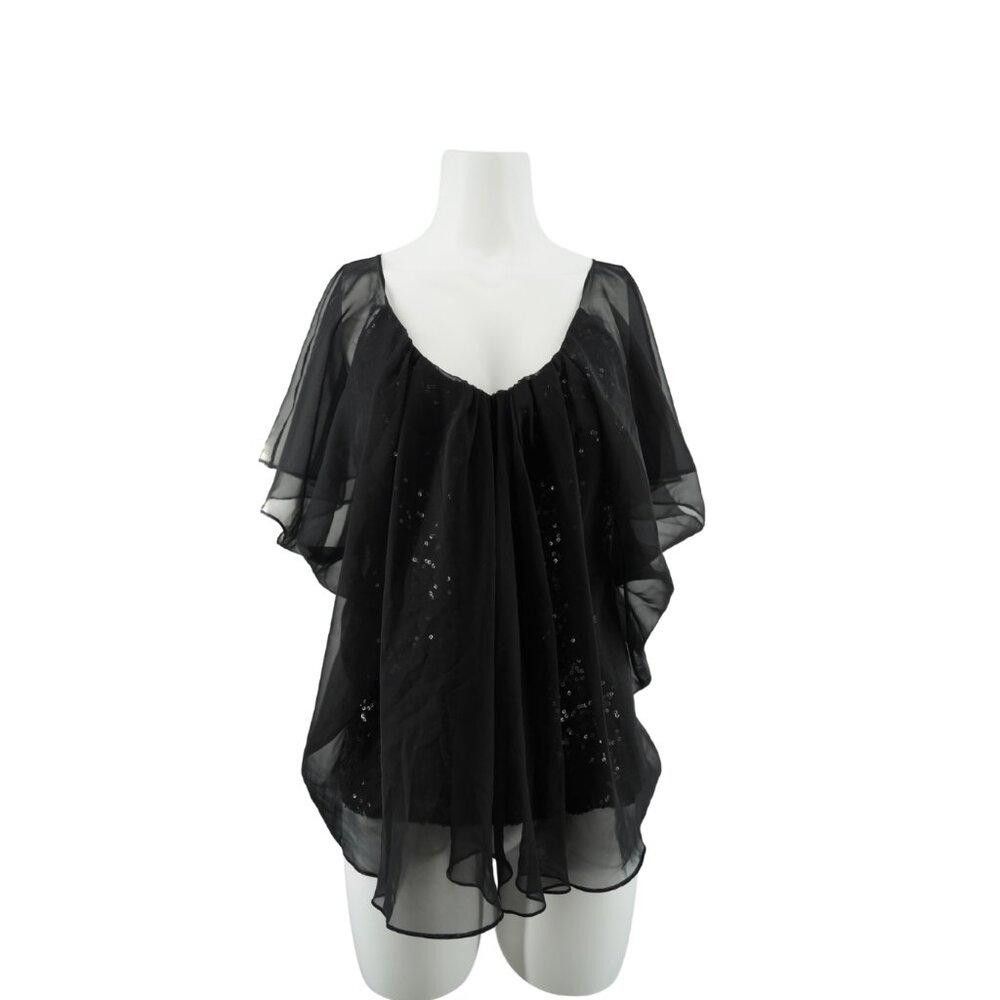 Designer Badgley Mischka Black Sequin Blouse Size XS Size XS / US 0-2 / IT 36-38 - 1 Thumbnail