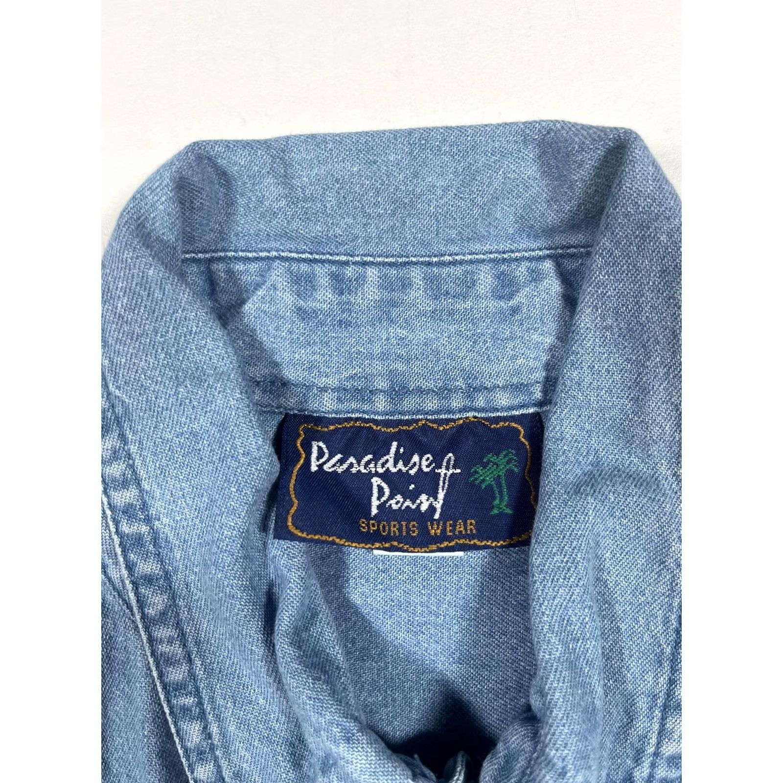 Paradise Paradise Point Shirt Mens Medium Blue Denim USA Flag Patriotic Embroidered Eagle Size US M / EU 48-50 / 2 - 4 Thumbnail