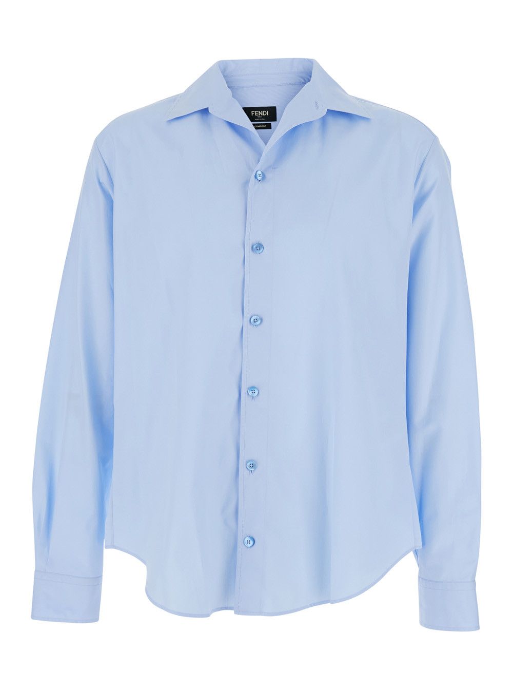 Fendi Light Blue Shirt with Classic Collar in Cotton for Men Size US L / EU 52-54 / 3 - 1 Thumbnail
