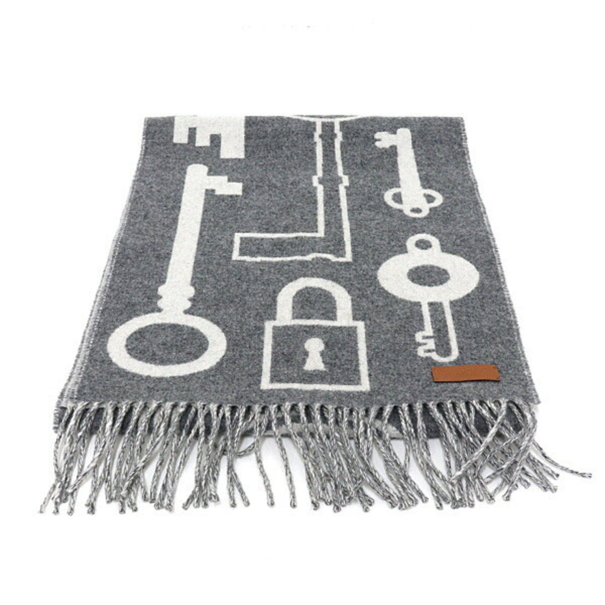 Hermes Hermes HERMRS Hermès Cashmere Scarf Kazak Key Collection 100% Gray Size ONE SIZE - 1 Thumbnail