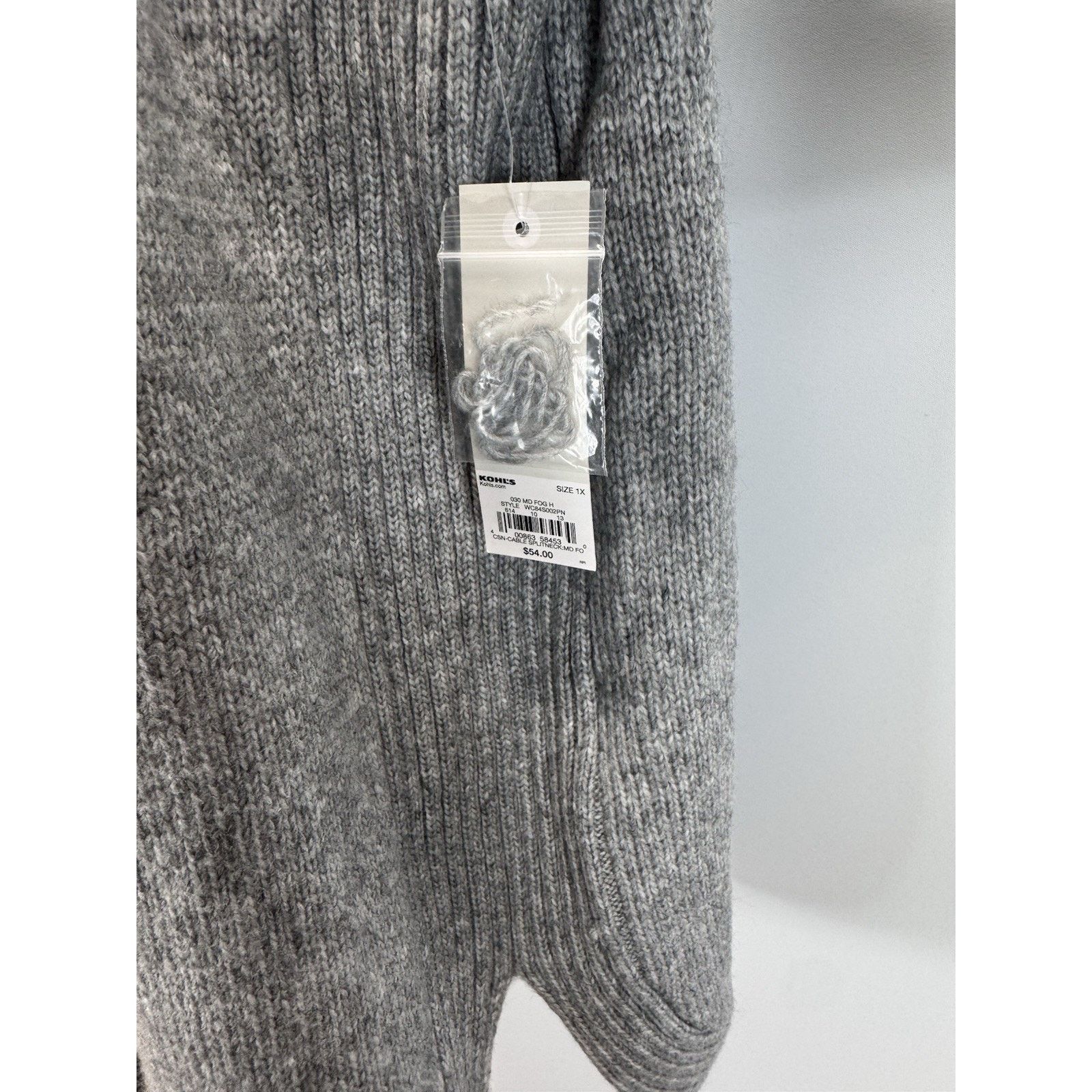 Croft & Barrow CROFT & BARROW Women’s Gray Slit Mock Neck Button Collar XL Size XL / US 12-14 / IT 48-50 - 5 Thumbnail