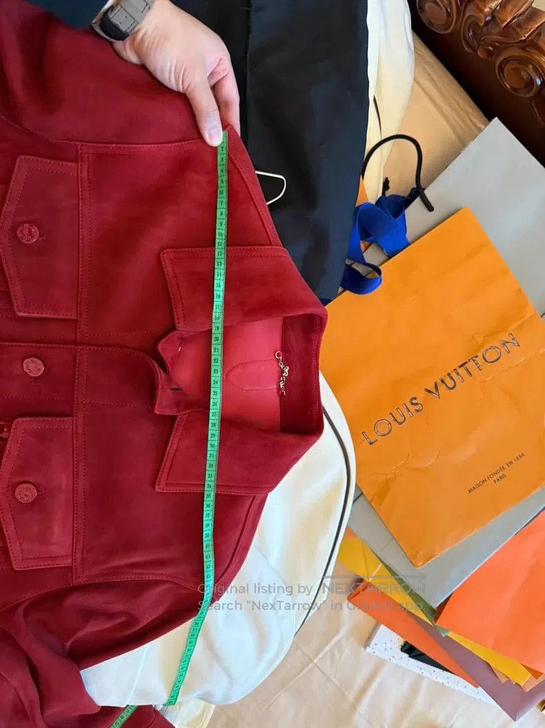 Louis Vuitton Classic Red Suede Jacket with 3D Logo. Size US L / EU 52-54 / 3 - 6 Thumbnail