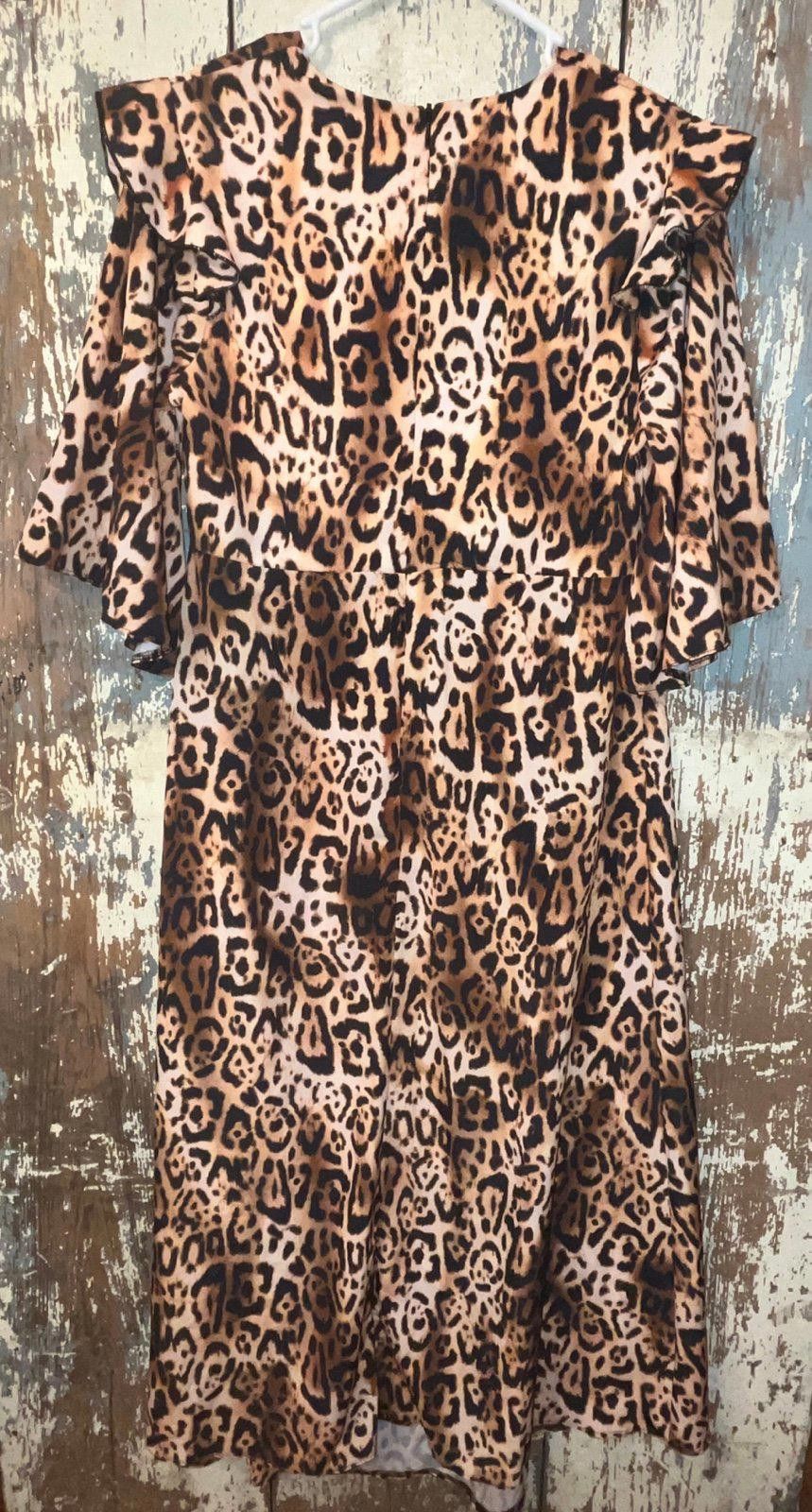 Designer NWT Queen Bee Maternity tie neck midi dress leopard print 12 Size L / US 10 / IT 46 - 7 Thumbnail