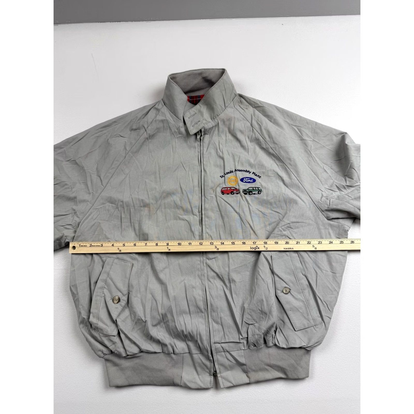 Ford VINTAGE Pro Fit Jacket Mens 2XL Gray Bomber USA Ford St Louis Assembly Plant UAW Size US XXL / EU 58 / 5 - 7 Thumbnail