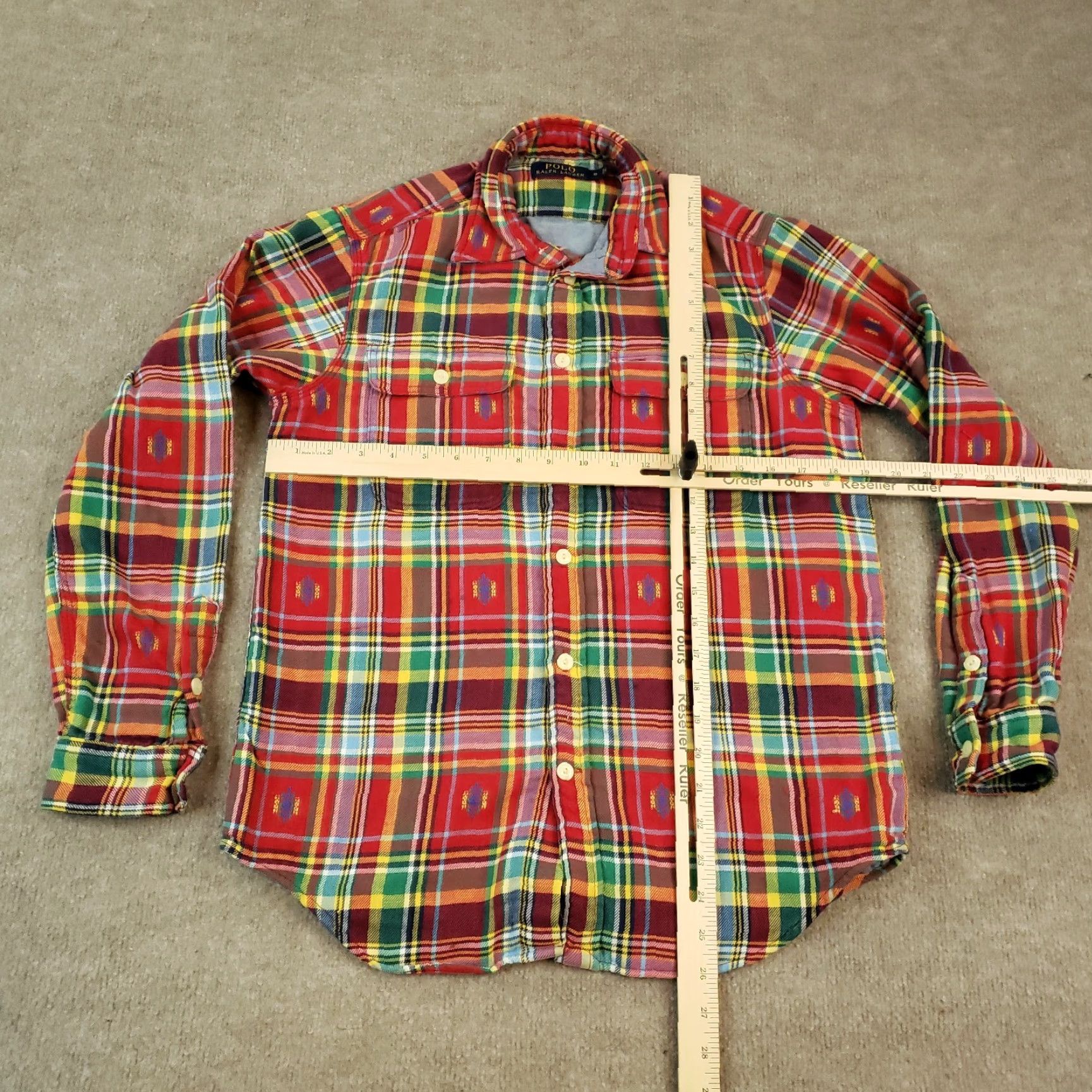 Polo Ralph Lauren Polo Ralph Lauren Men's Small Red Blue Plaid Flannel Button Up Shirt Size US S / EU 44-46 / 1 - 2 Thumbnail