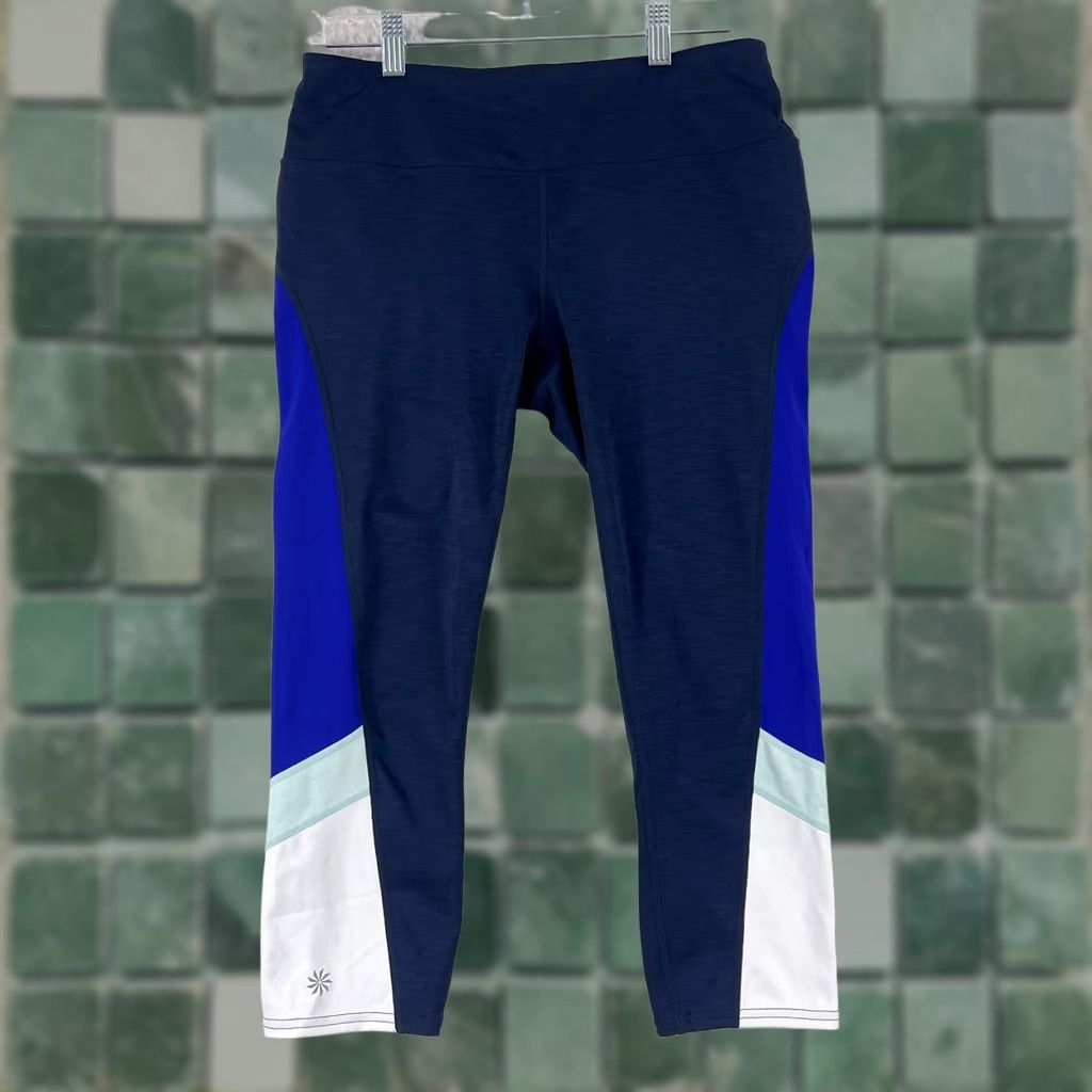 Athleta Athleta Blue Colorblock Sonar Capri Legging Womens Medium Size 29" - 1 Thumbnail