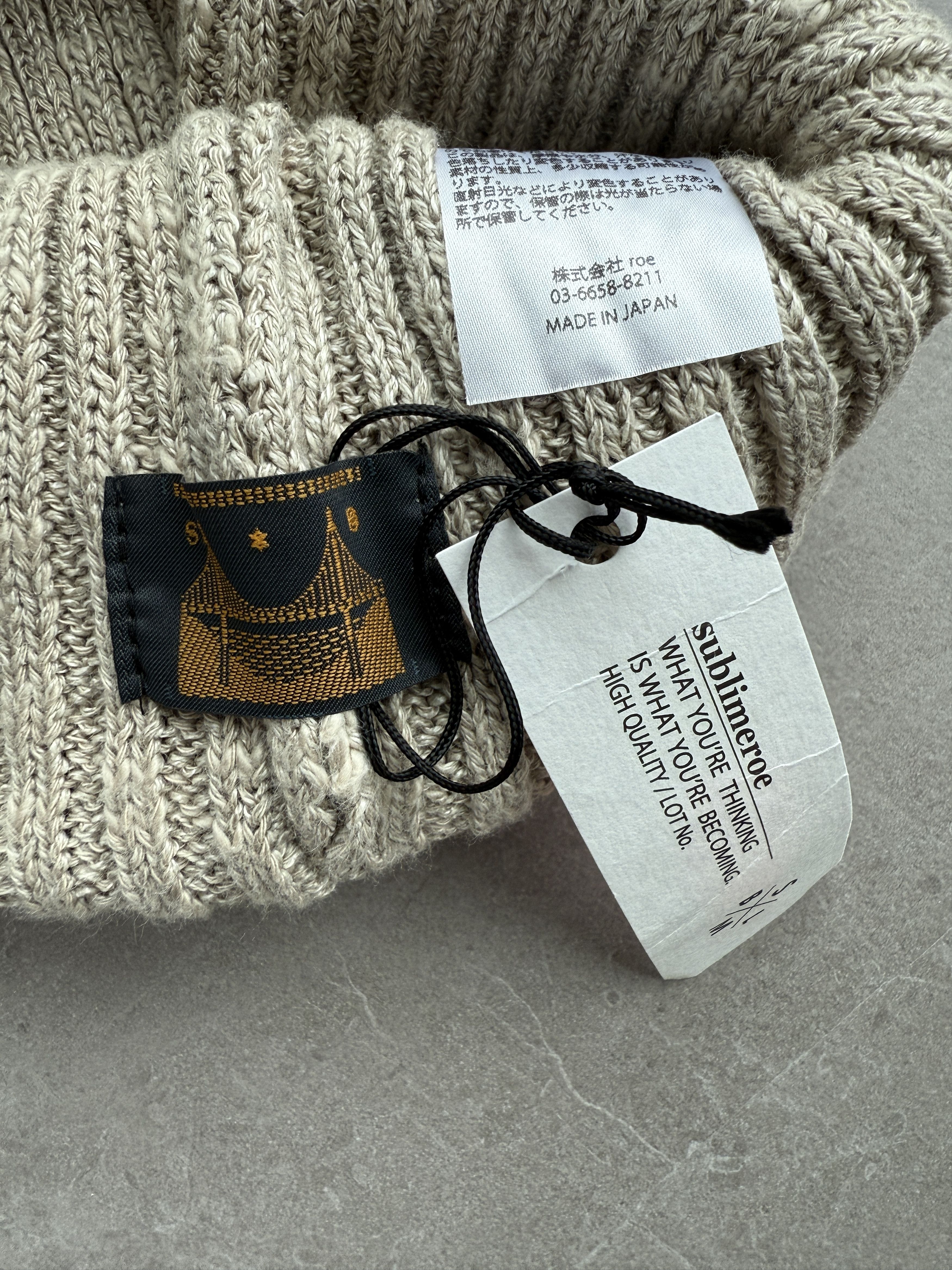 Japanese Brand Sublimeroe Made in Japan Ribbed Men’s Beige Beanie Hat Size ONE SIZE - 2 Thumbnail