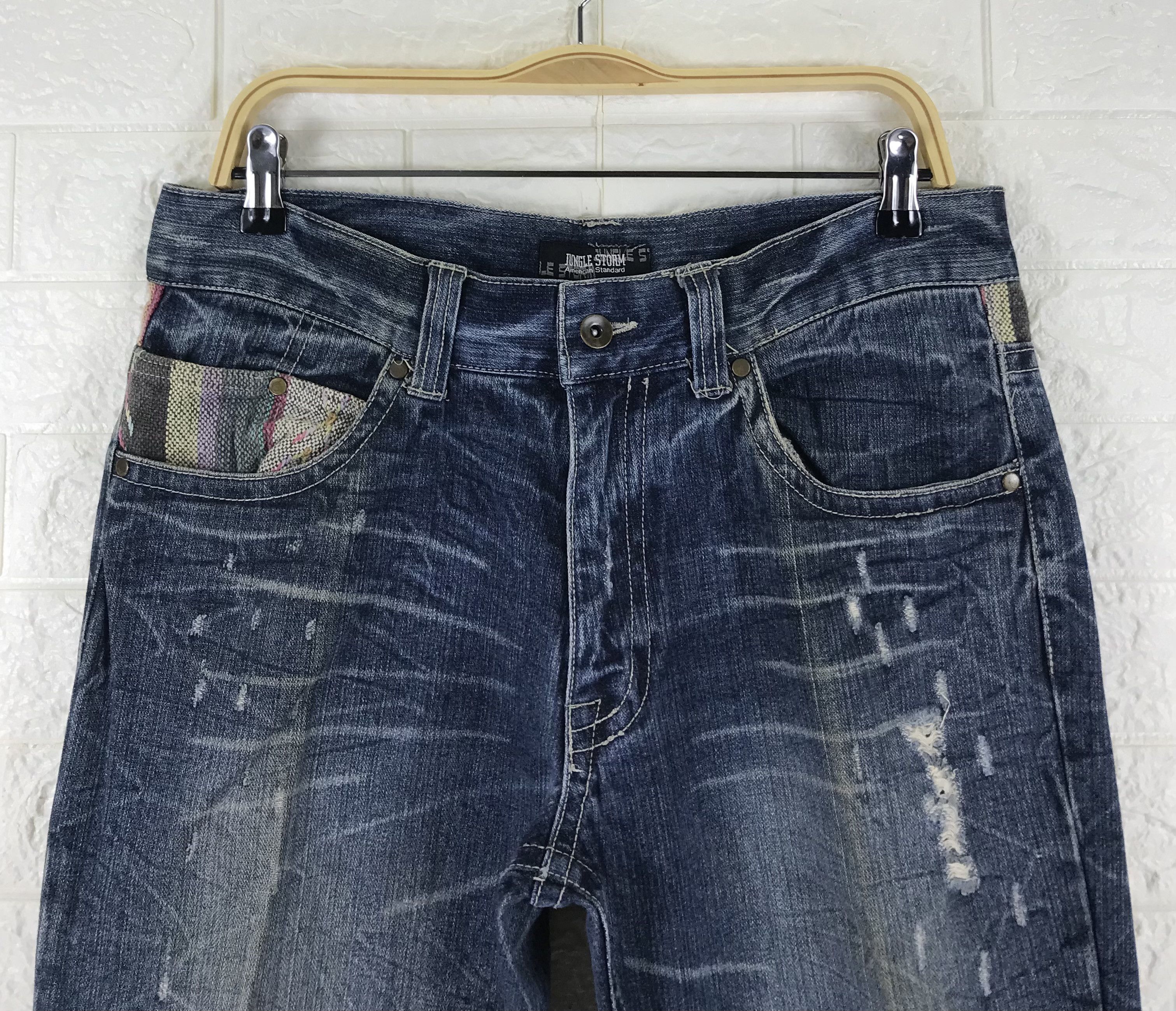 Japanese Brand Jungle Storm Distressed Design Flare Jeans Size US 33 - 6 Thumbnail