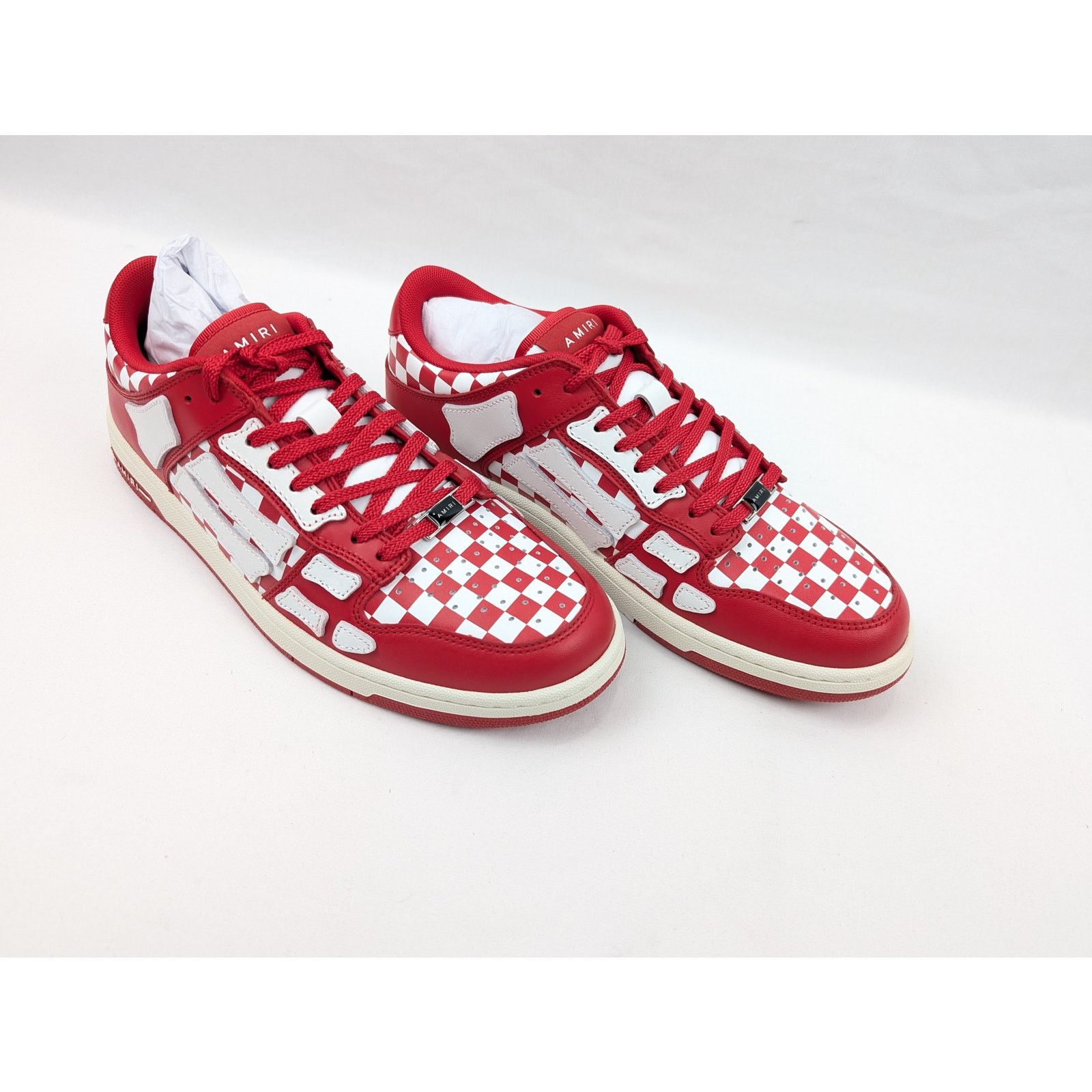 Amiri o1rshd1 Checked Skeleton Low Top Sneakers in Red/White Size US 10 / EU 43 - 12 Thumbnail