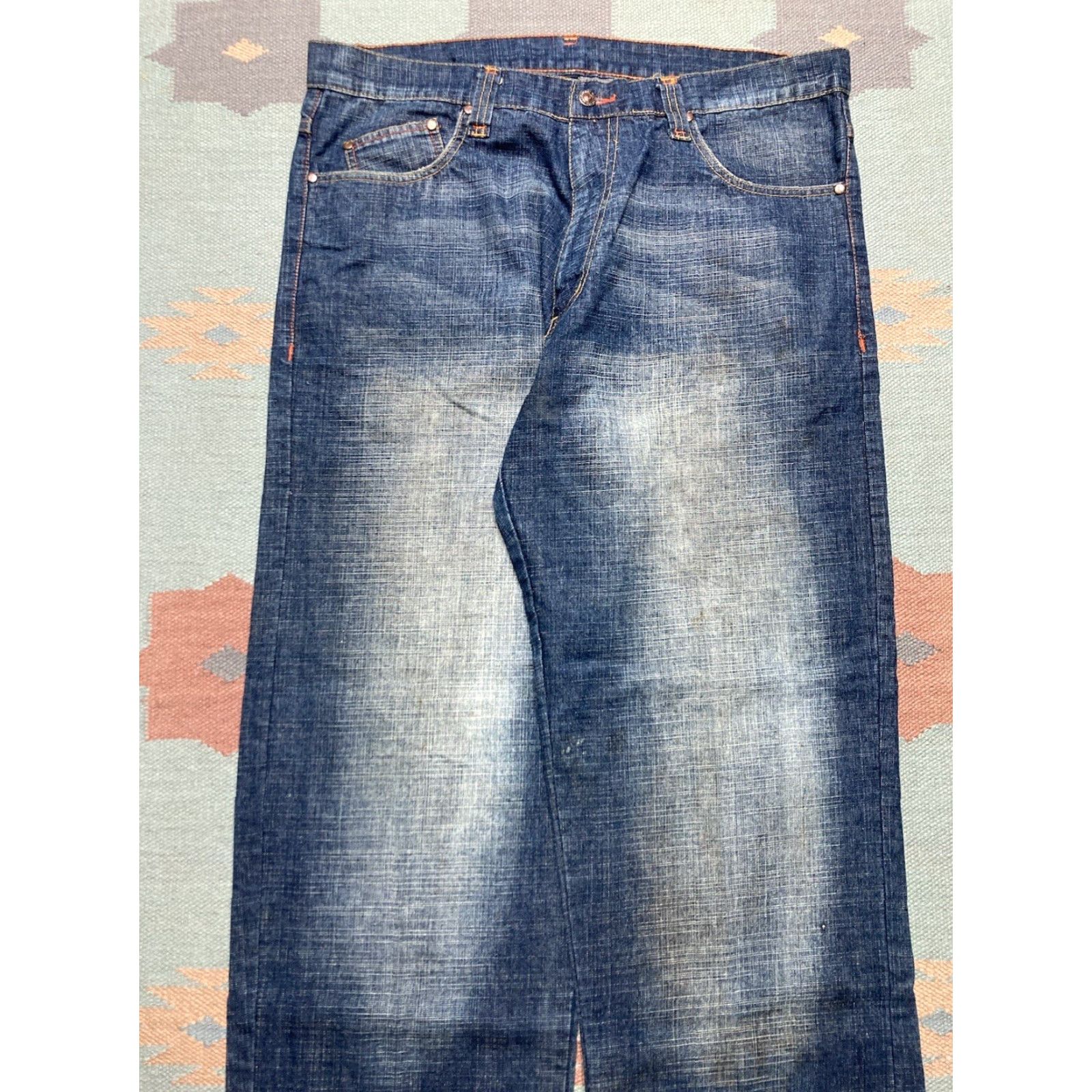 Karl Kani VINTAGE Karl Kani Jeans Men 40x32 Wide-Leg Embroidered Hip Hop Baggy Skater Blue 90s Size US 40 / EU 56 - 7 Thumbnail