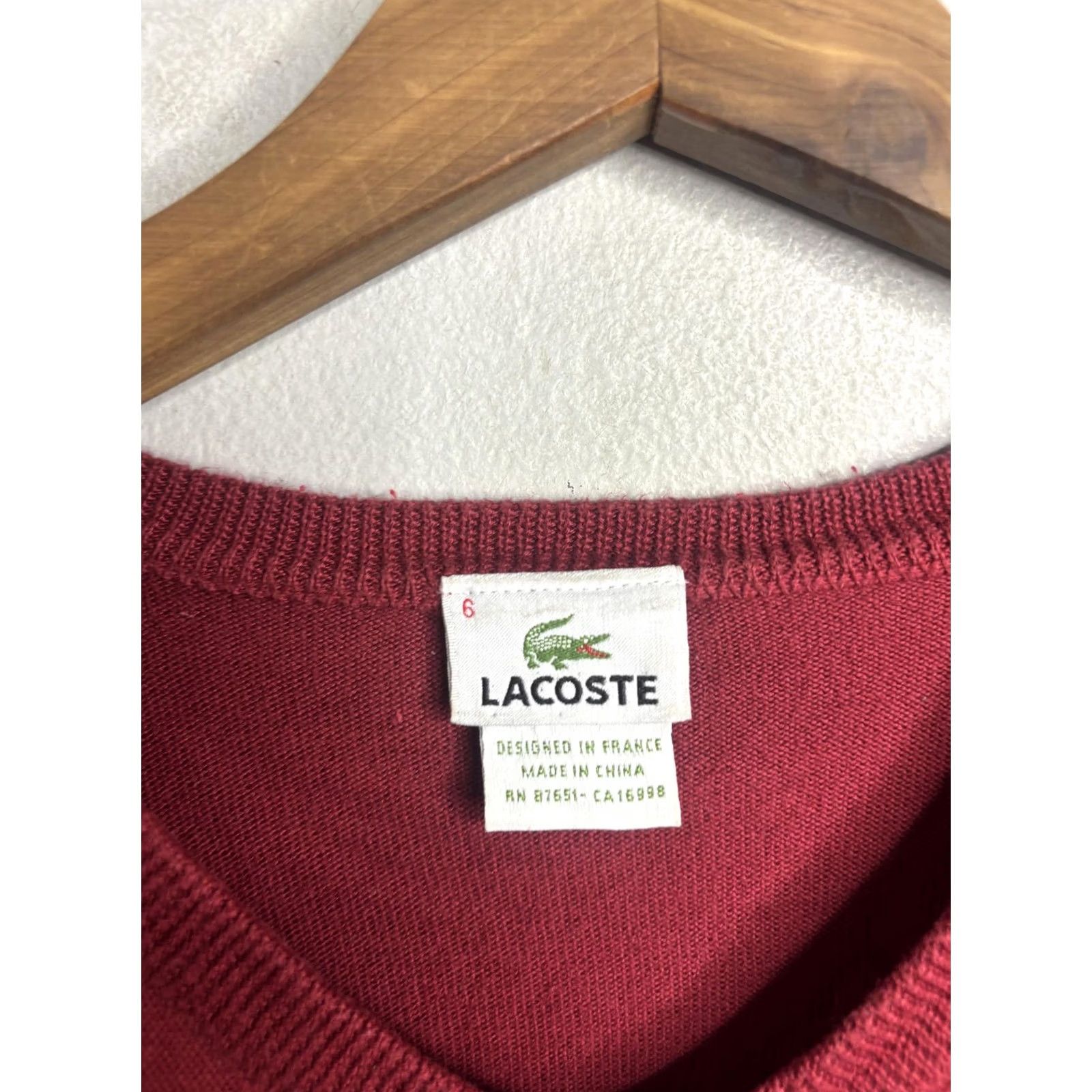 Lacoste Lacoste Sweater Mens XL Red Argyle Diamond V-Neck Pullover Knit Croc Logo Preppy Size US XL / EU 56 / 4 - 3 Thumbnail
