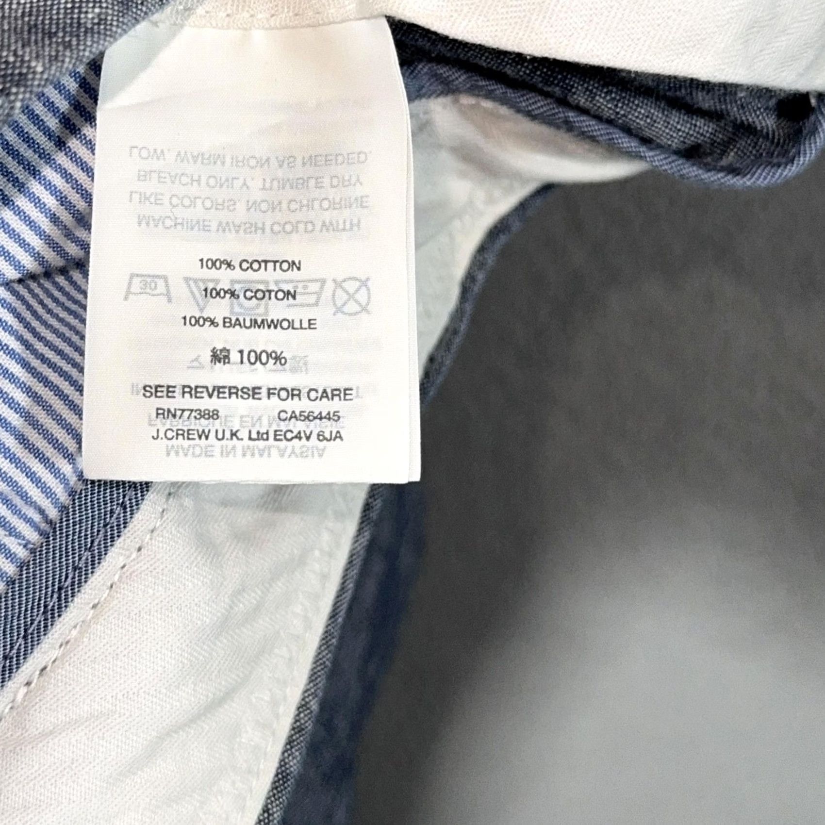 J.Crew J.Crew Bowery Slim Cone Denim Pants Mens 32x30 Blue Chino Chambray Slim Fit Tapered Flat Front Pockets 100% Cotton Casual Size US 32 / EU 48 - 6 Thumbnail