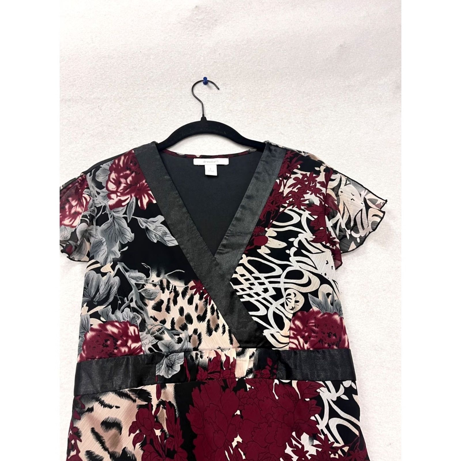 Vintage Dressbarn Dress Floral & Animal Print V-Neck Dress L Womens Blouson Midi Black Polyester Summer Spring Fall Kid? Size L / US 10 / IT 46 - 5 Thumbnail
