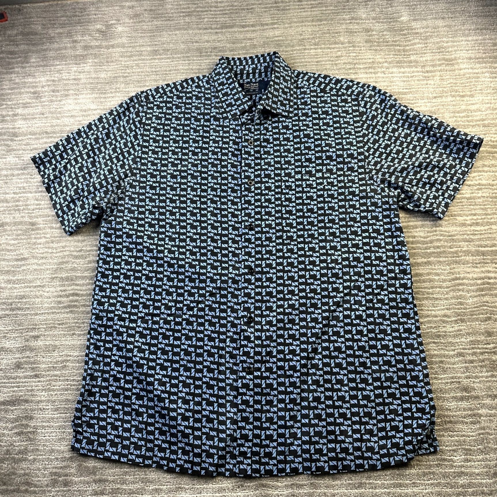Nat Nast Nat Nast Shirt Mens Medium Blue Camp Casual Bowling Geometric Shirt Size US M / EU 48-50 / 2 - 2 Thumbnail
