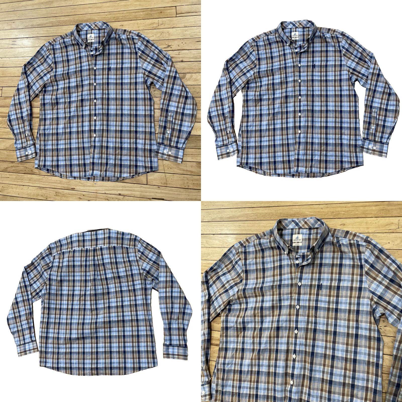 johnnie-O JOHNNIE-O Button Shirt Men XL Hangin' OUT Blue Brown Plaid Surfer Johnnie-O XL Shirt Size US XL / EU 56 / 4 - 9 Thumbnail
