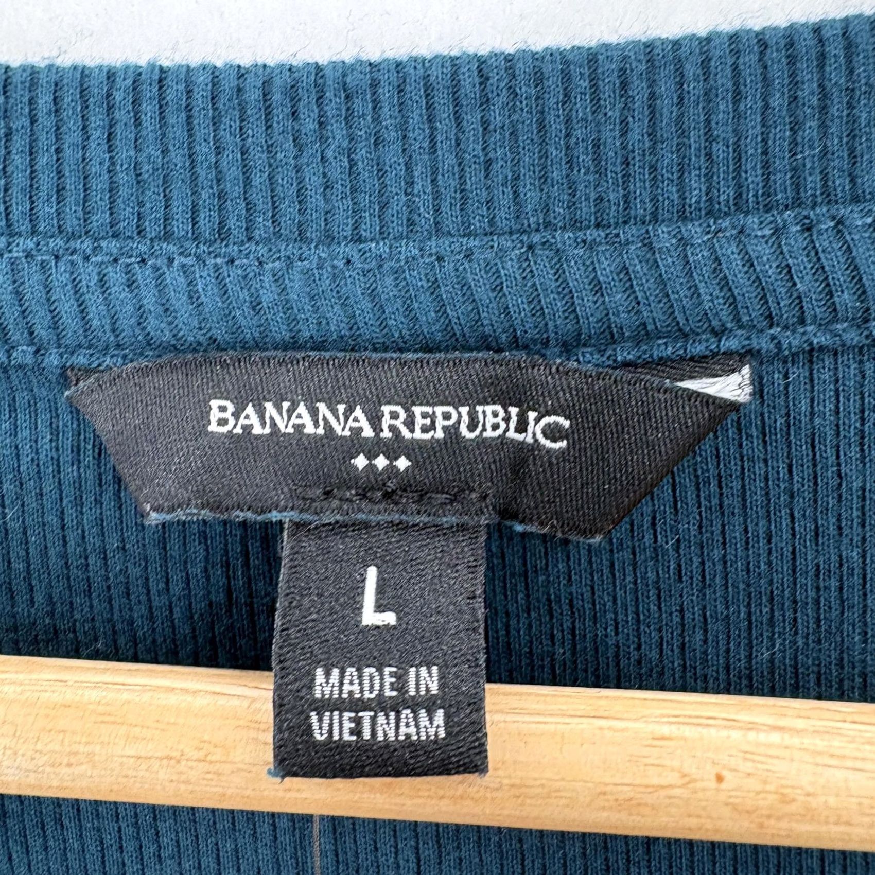 Banana Republic Banana Republic Sweater Womens Large Green Ribbed Henley Long Sleeve Casual NWT Size L / US 10 / IT 46 - 4 Thumbnail