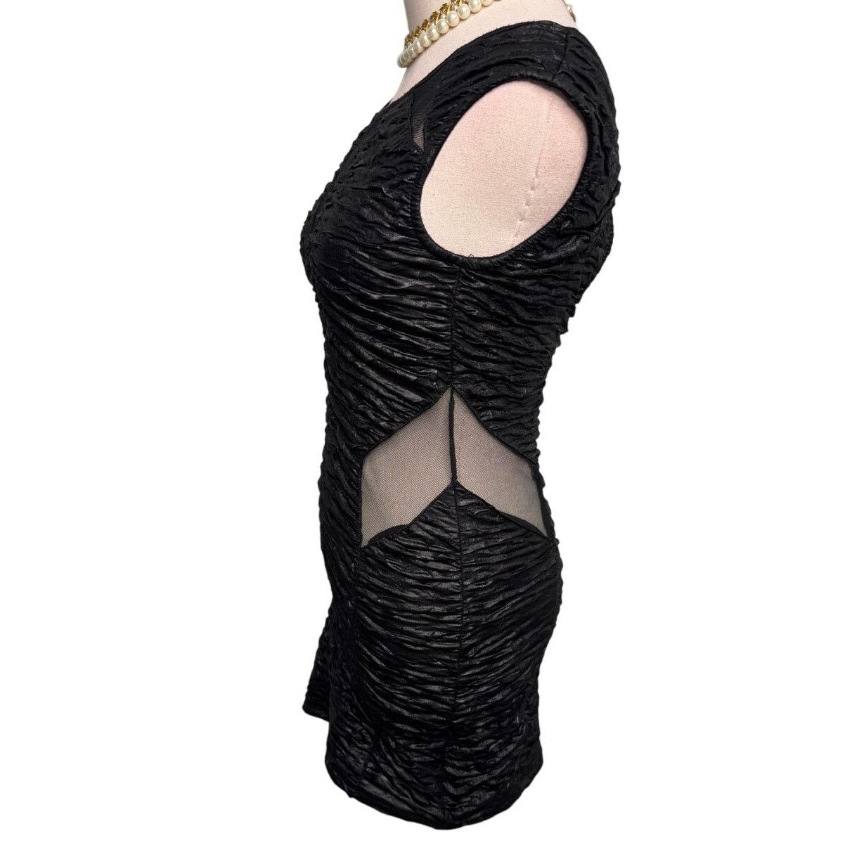 Vintage Y2K/90s vintage Easel black ruched mesh mini dress size XS/S Size XS / US 0-2 / IT 36-38 - 3 Thumbnail