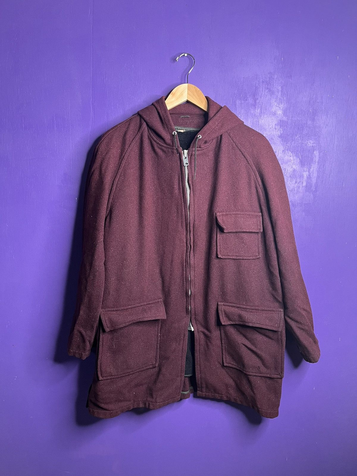 Vintage Vintage 70s heavy zip up wool hooded jacket Size US XL / EU 56 / 4 - 1 Thumbnail