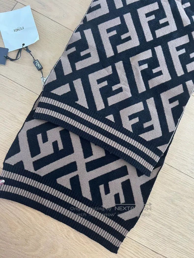 Fendi Fendi size 190*35cm Classic dark brown wool scarf Size ONE SIZE - 4 Thumbnail
