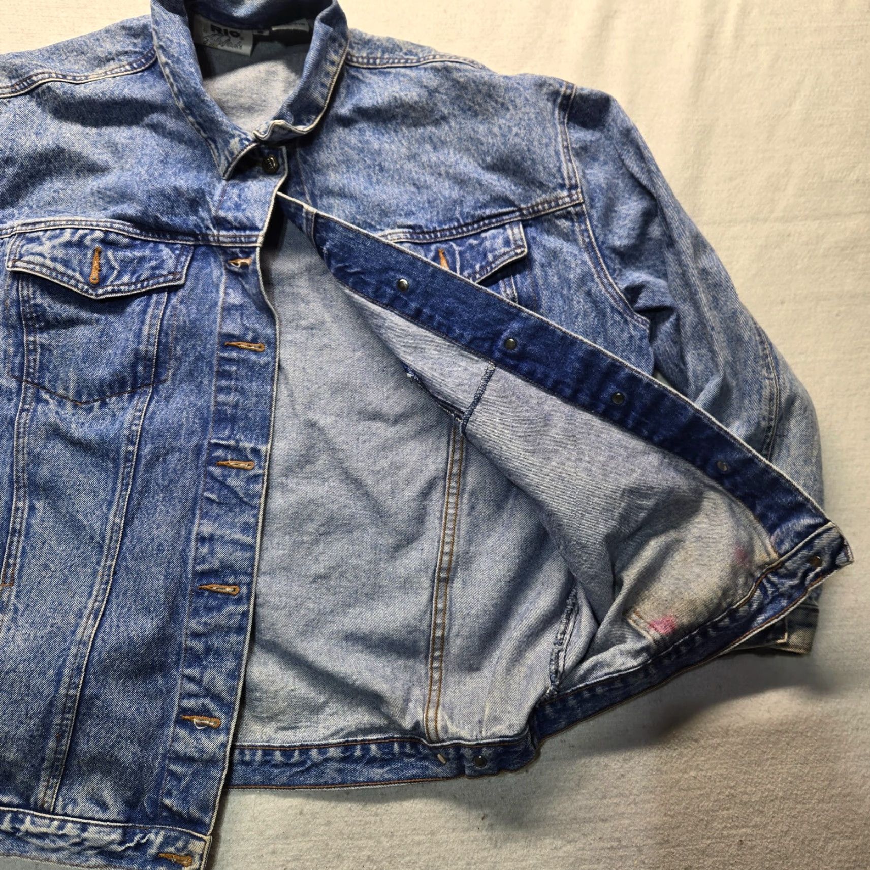 Denime VINTAGE Rio by Stephen Mardon Denim Motorcycle Jacket Adult Men's Medium Blue 80s Biker Grunge Size US 31 - 3 Thumbnail