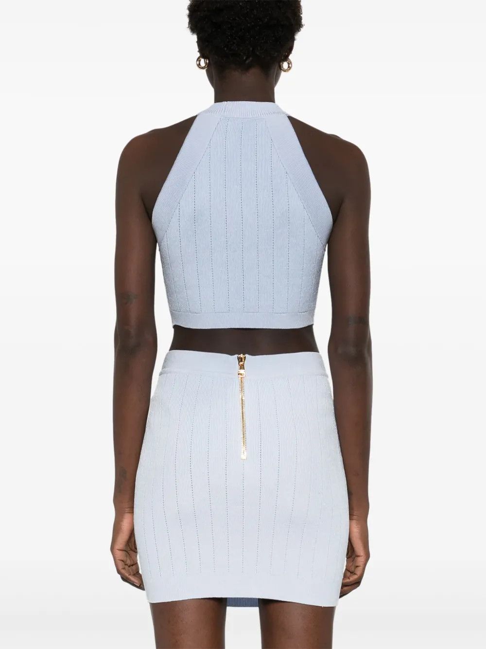 Balmain o1s1wg111225 Top Decorated With Coin Buttons in Light Blue Size L / US 10 / IT 46 - 3 Thumbnail