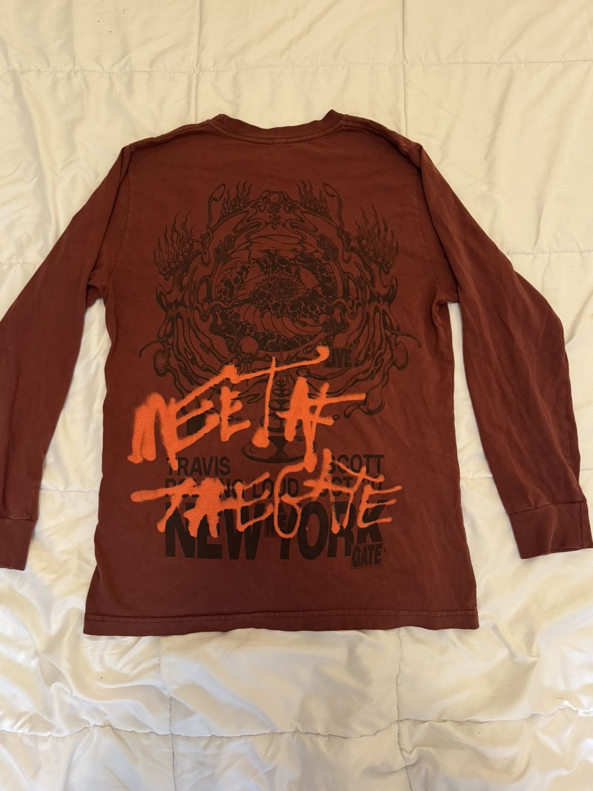 Travis Scott TRAVIS SCOTT ROLLING LOUD 2021 Burgundy Long Sleeve. Size US S / EU 44-46 / 1 - 2 Thumbnail