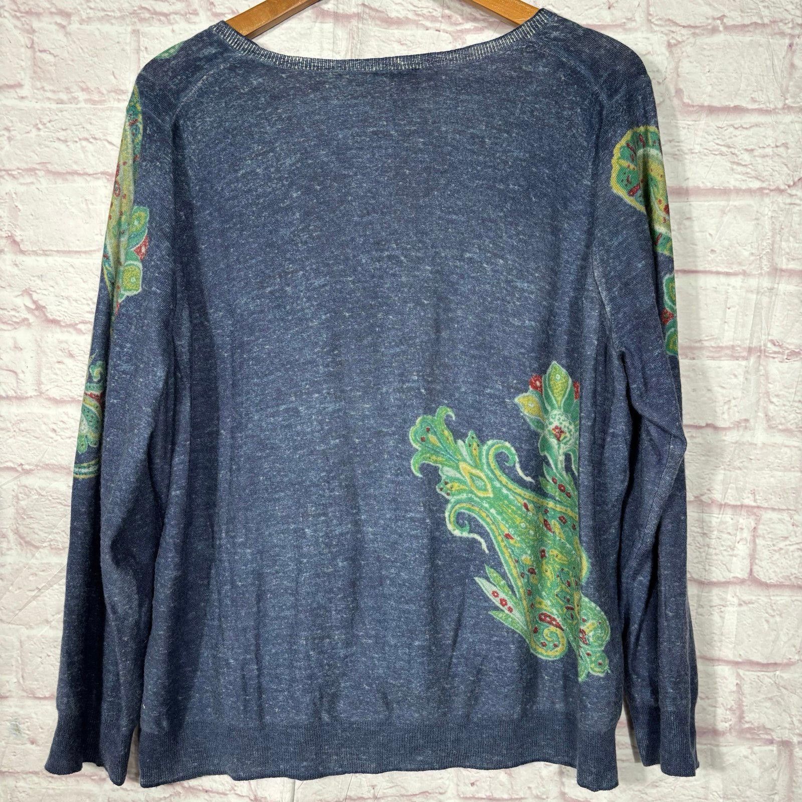 Other Talbots Paisley Merino Wool V-Neck Sweater 3XP Size M / US 6-8 / IT 42-44 - 6 Thumbnail