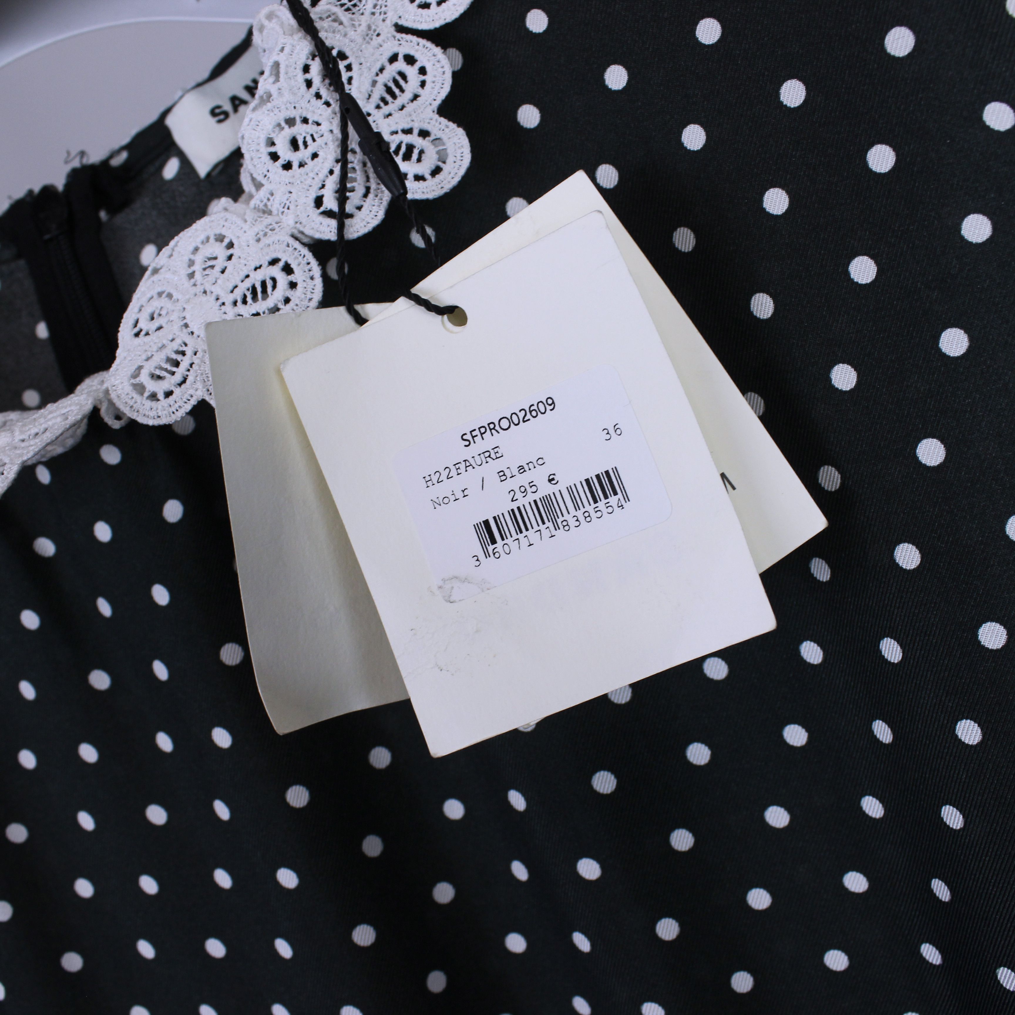 Sandro SANDRO Lace trim and polka-dot mini dress SIZE FR 36 Size XS / US 0-2 / IT 36-38 - 18 Thumbnail