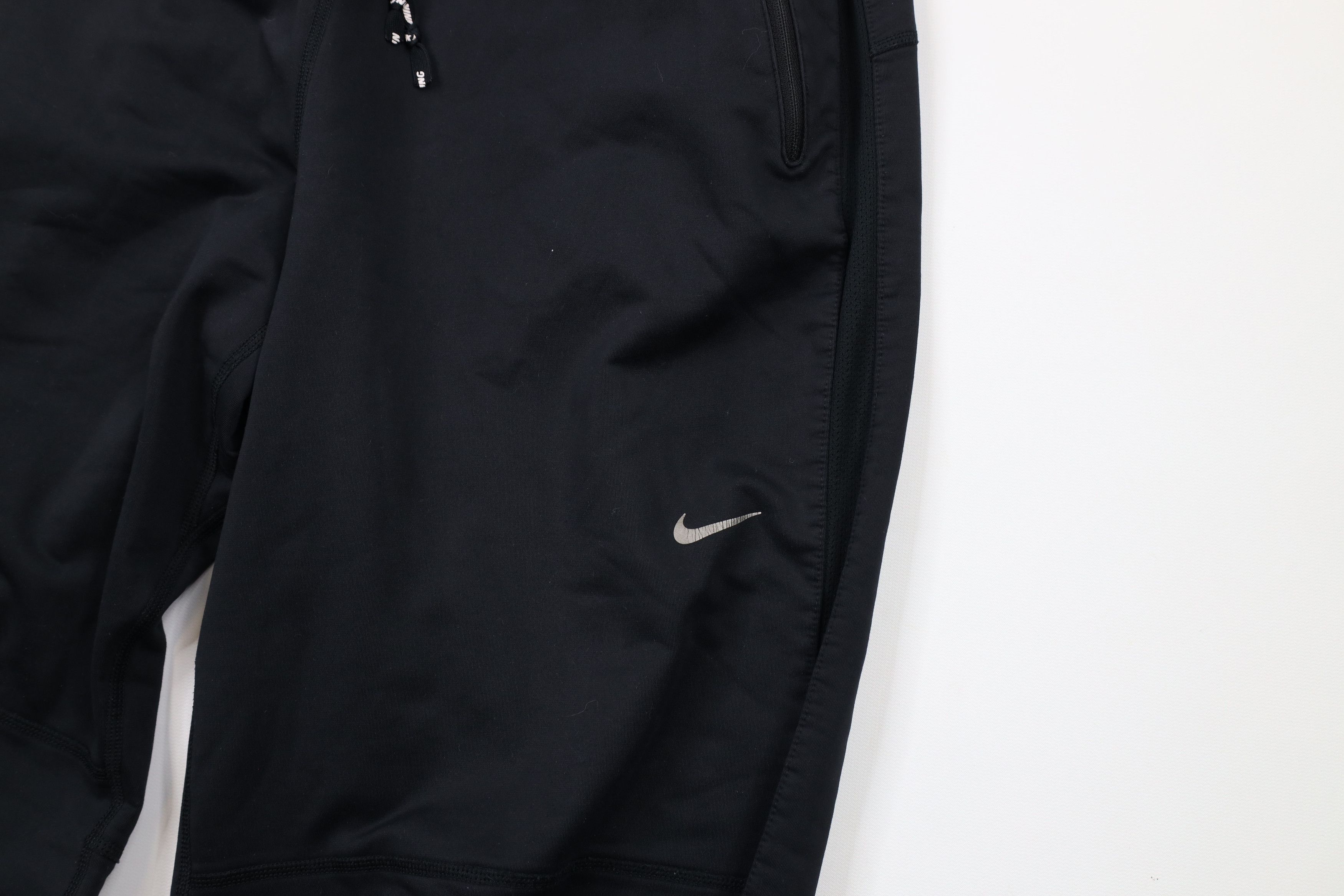 Nike × Vintage Vintage Nike Mini Swoosh Wide Leg Fleece Sweatpants Black Size US 36 / EU 52 - 6 Thumbnail