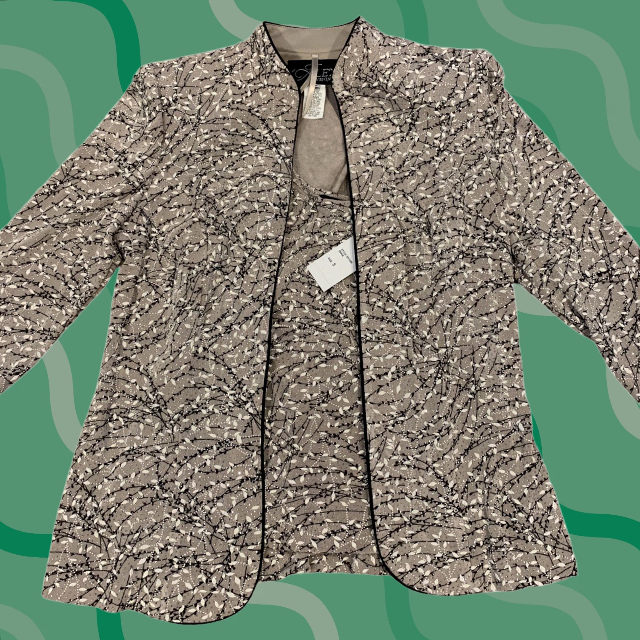 Alex Evenings Alex Evenings Jacket Dress Top Size S Women Beige Glitter Rhinestone Long Sleeve Round Neck Party Cocktail Fall Spring Winter Regular Size S / US 4 / IT 40 - 1 Thumbnail