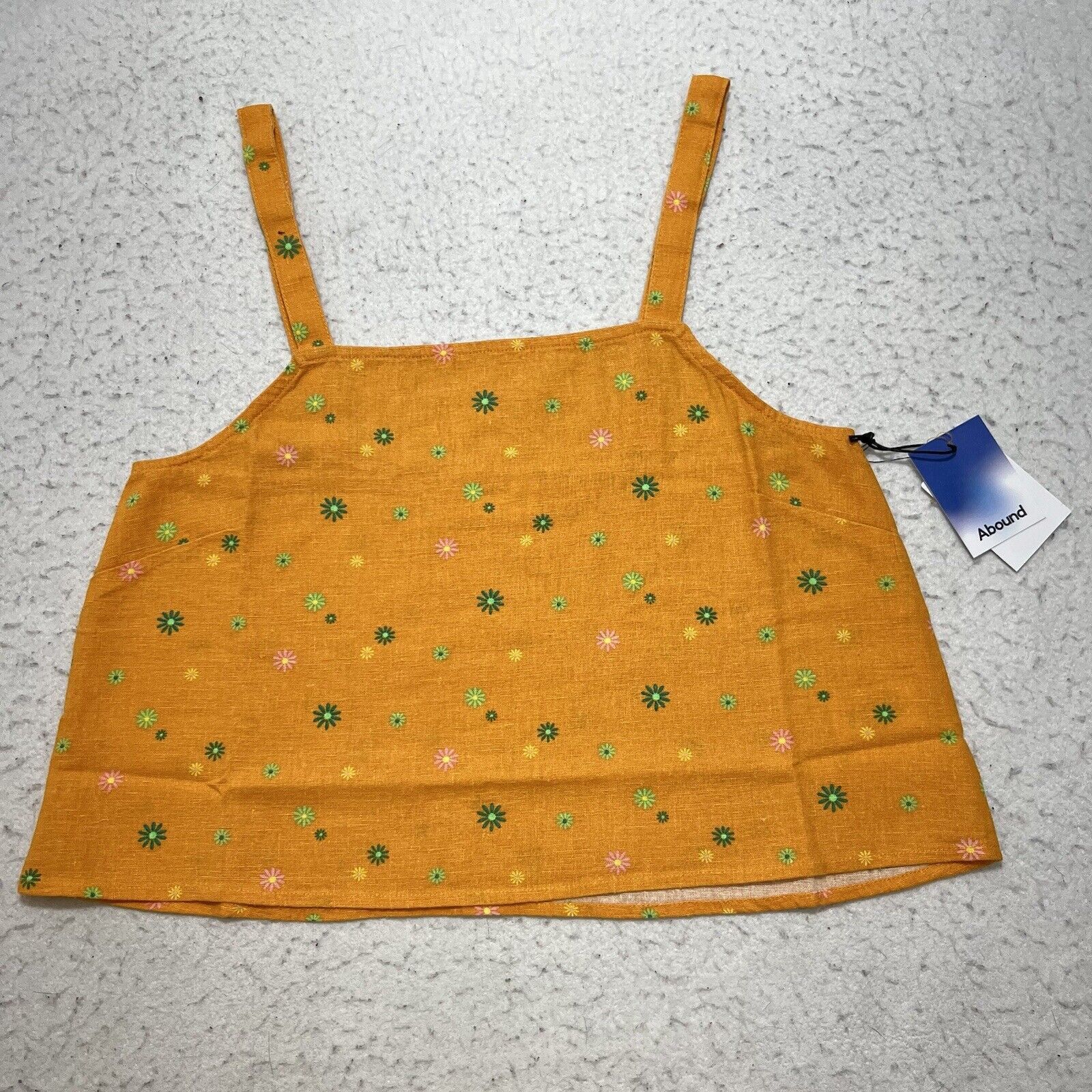 Nordstrom Abound Orange Floral Sleeveless Square Neck Crop Top NWT Size S / US 4 / IT 40 - 1 Thumbnail