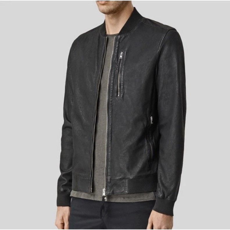 Allsaints All Saints kino Sheep leather Bomber jacket size L color Bla Size US L / EU 52-54 / 3 - 1 Thumbnail