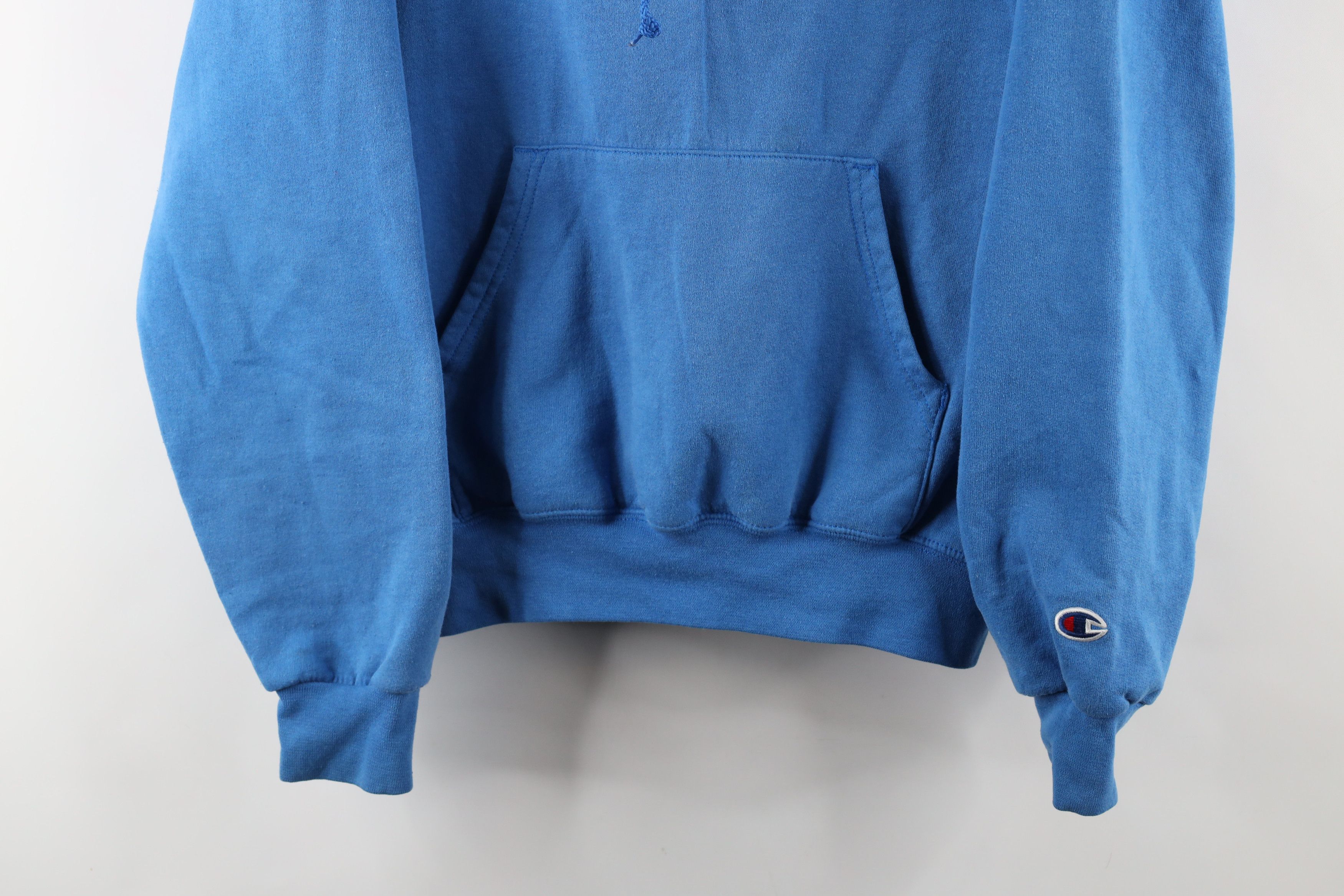 Champion × Vintage Vintage 90s Champion Faded Blank Hoodie Sweatshirt Blue Size US S / EU 44-46 / 1 - 3 Thumbnail