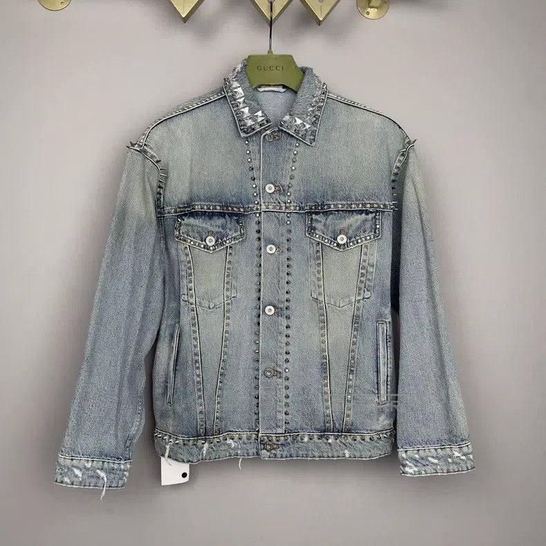 Miu Miu Miu Miu 38 Women's rhinestone rivet decorative denim jacket Size M / US 6-8 / IT 42-44 - 1 Thumbnail