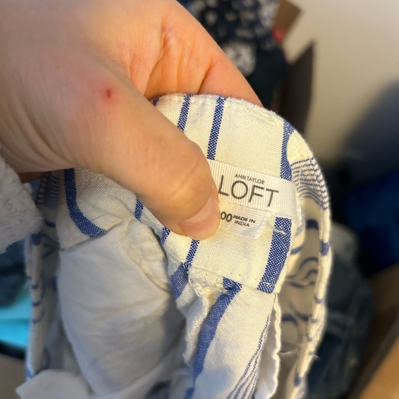 Loft Loft Blue Striped Linen Chino Shorts Size 23" - 3 Thumbnail