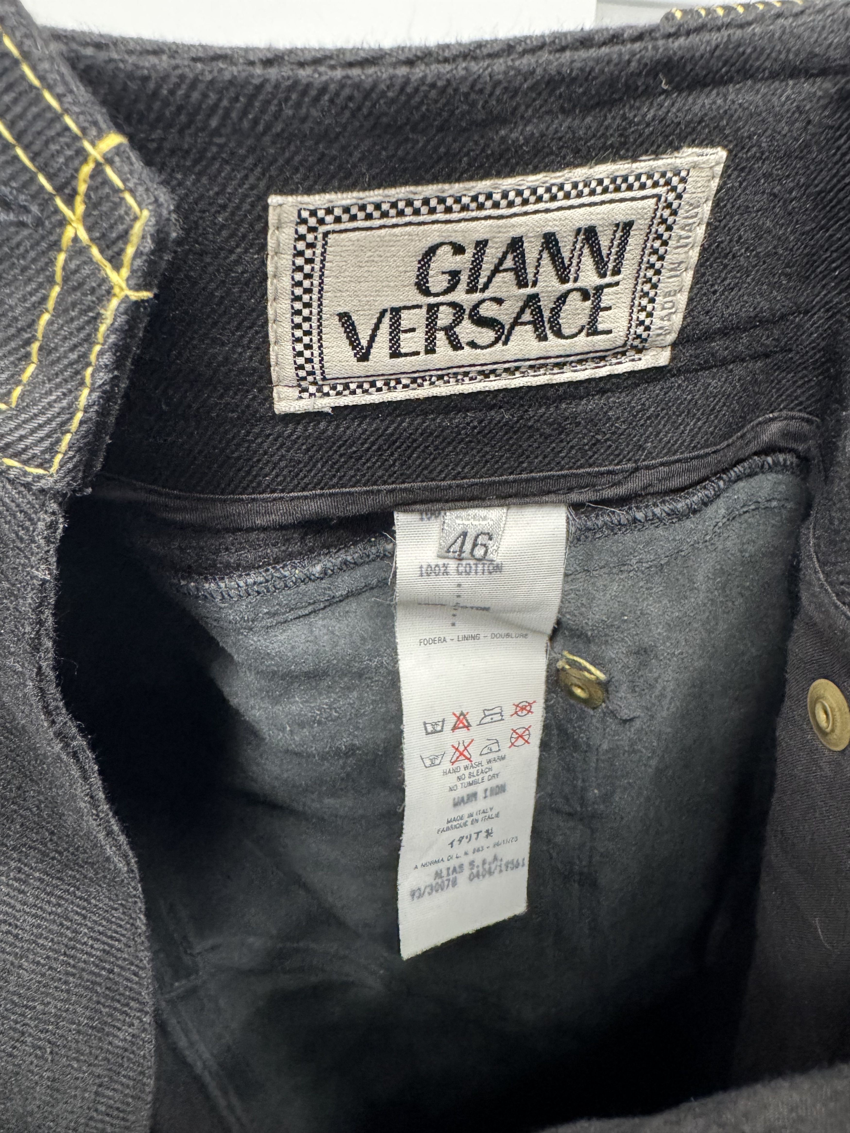 Versace Vintage Gianni Versace Leather Panel Denim Jeans Size US 32 / EU 48 - 6 Thumbnail