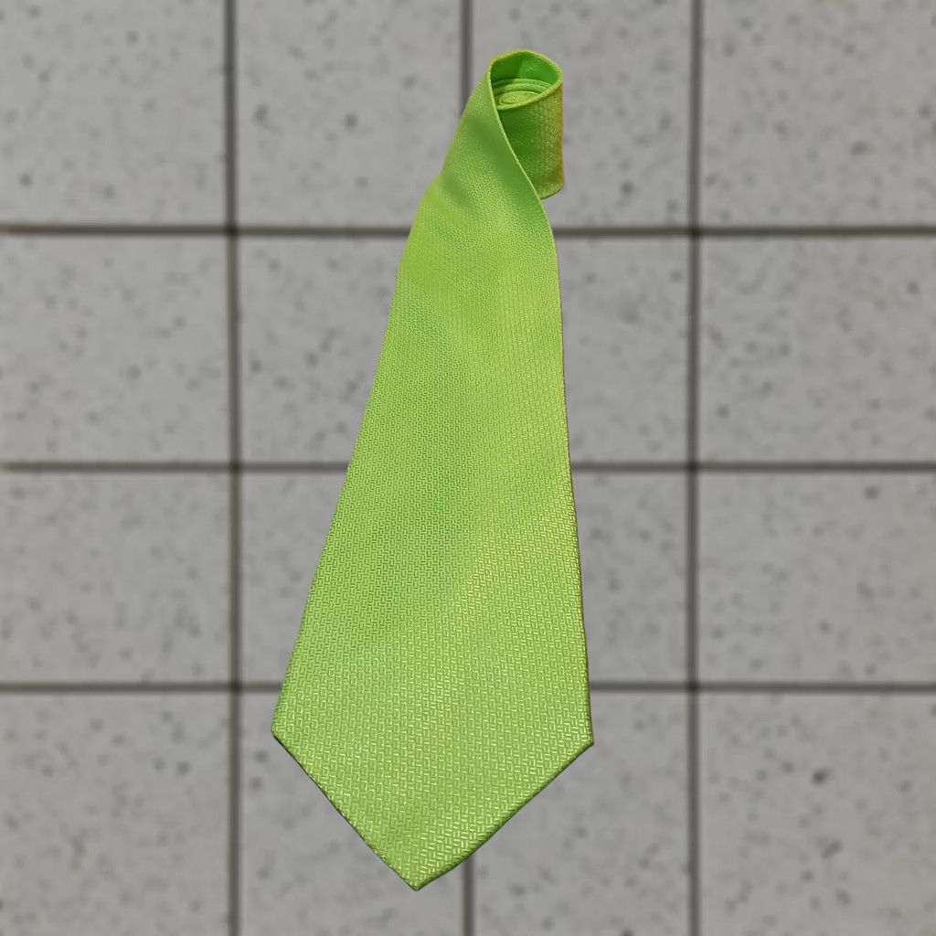 Vintage Rivar's Men's Necktie 100% Polyester Neon Green Tie 58" x 3.75" Solid Wedding Adjustable Handmade Men Tie Green Size ONE SIZE - 1 Thumbnail
