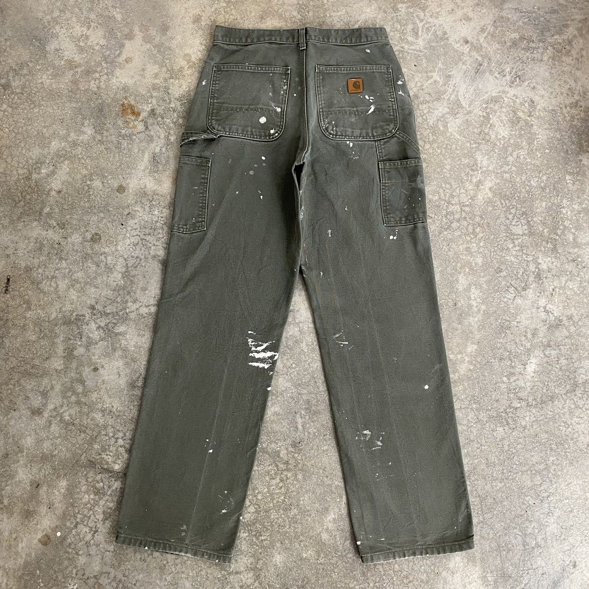 Carhartt Vintage Carhartt Moss Green Stained Carpenter Pants Size US 31 - 14 Thumbnail