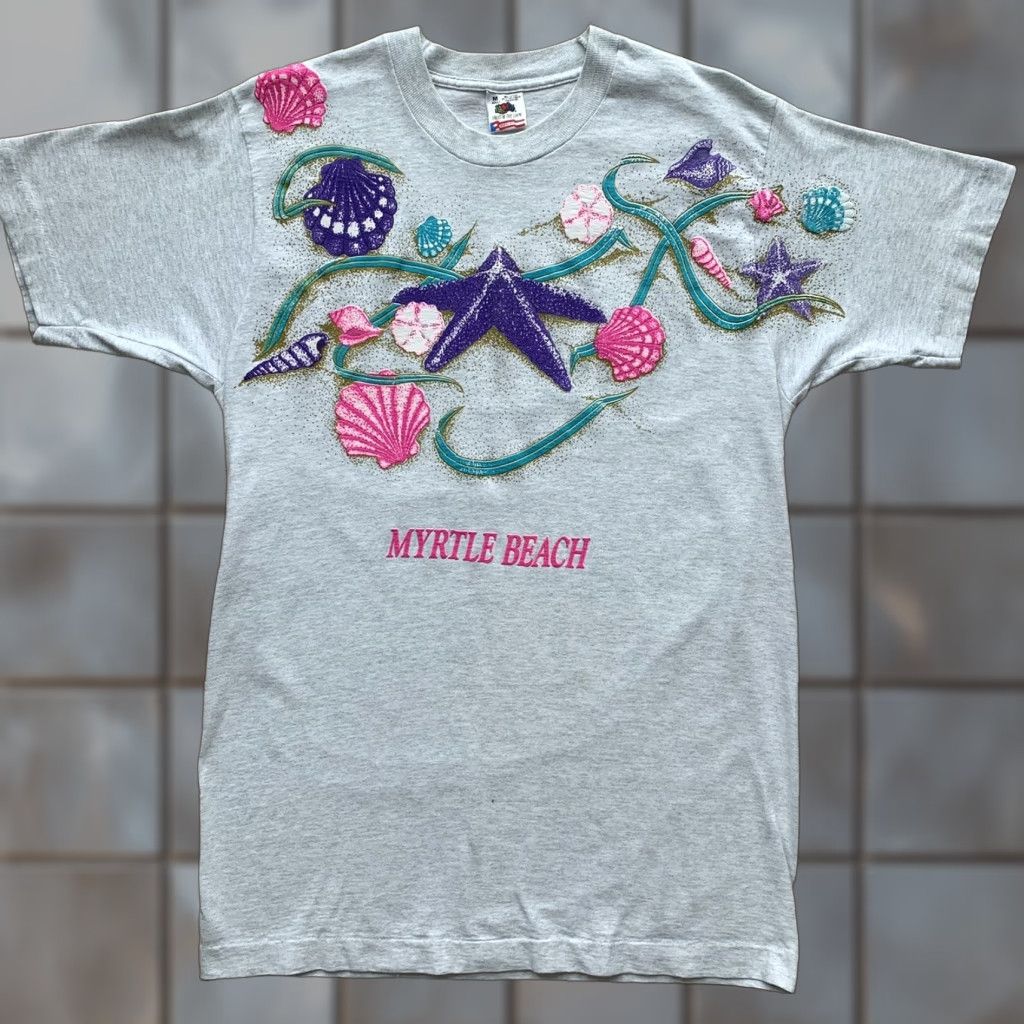 Vintage VINTAGE Myrtle Beach Shirt M Gray 90s South Carolina Starfish Ocean Nature Art Shirt Mens" Size US M / EU 48-50 / 2 - 1 Thumbnail