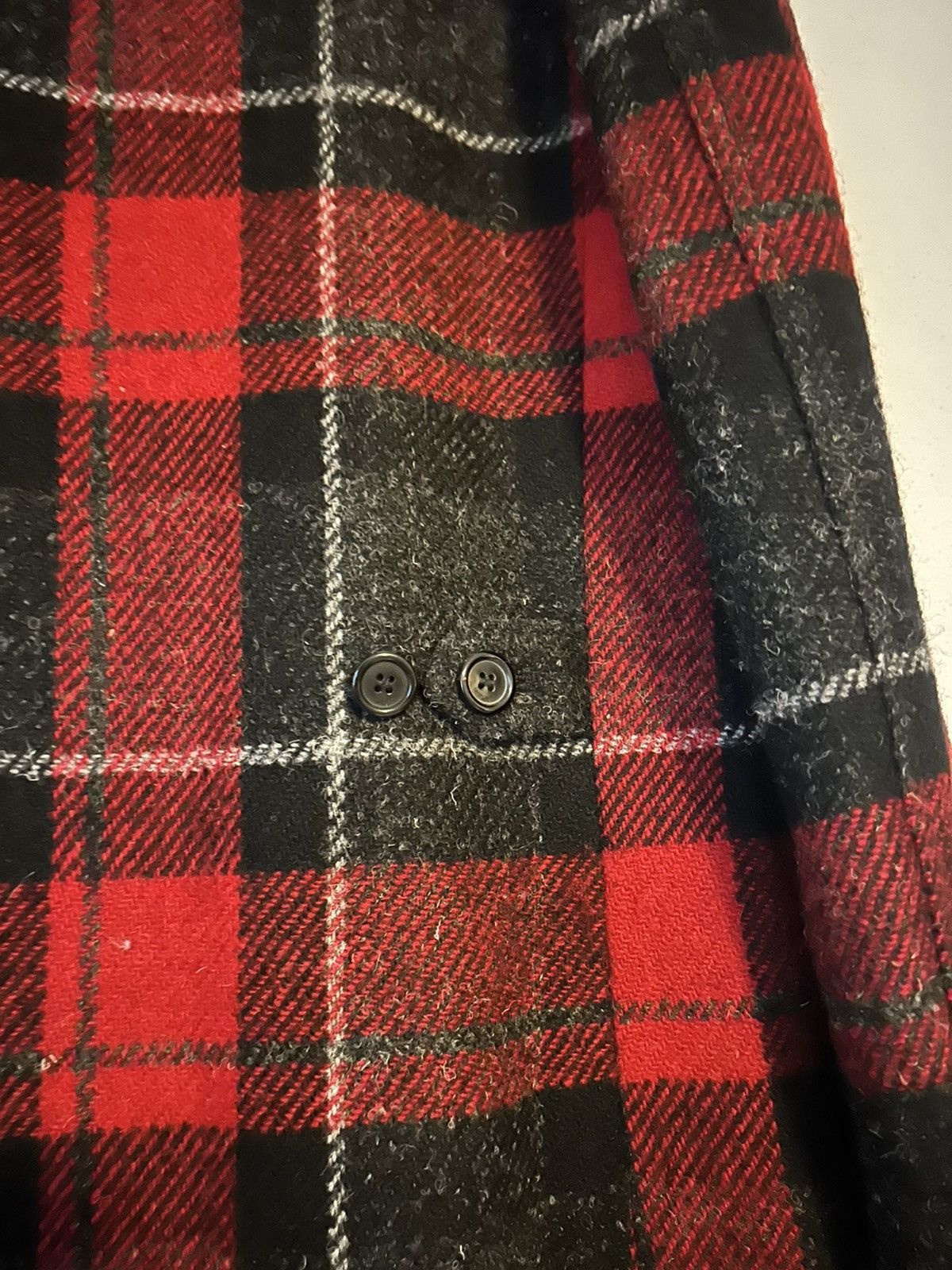 Saint Laurent Paris Saint Laurent Red & Black Tartan Wool Overcoat Size US M / EU 48-50 / 2 - 10 Thumbnail