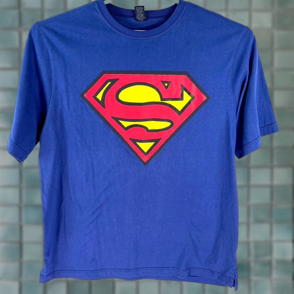 Logo 7 Superman Big Logo Graphic T Shirt Mens Blue Size L Regular 100% Cotton Crew Neck Short Sleeve T-Shirt Size US L / EU 52-54 / 3 - 1 Thumbnail