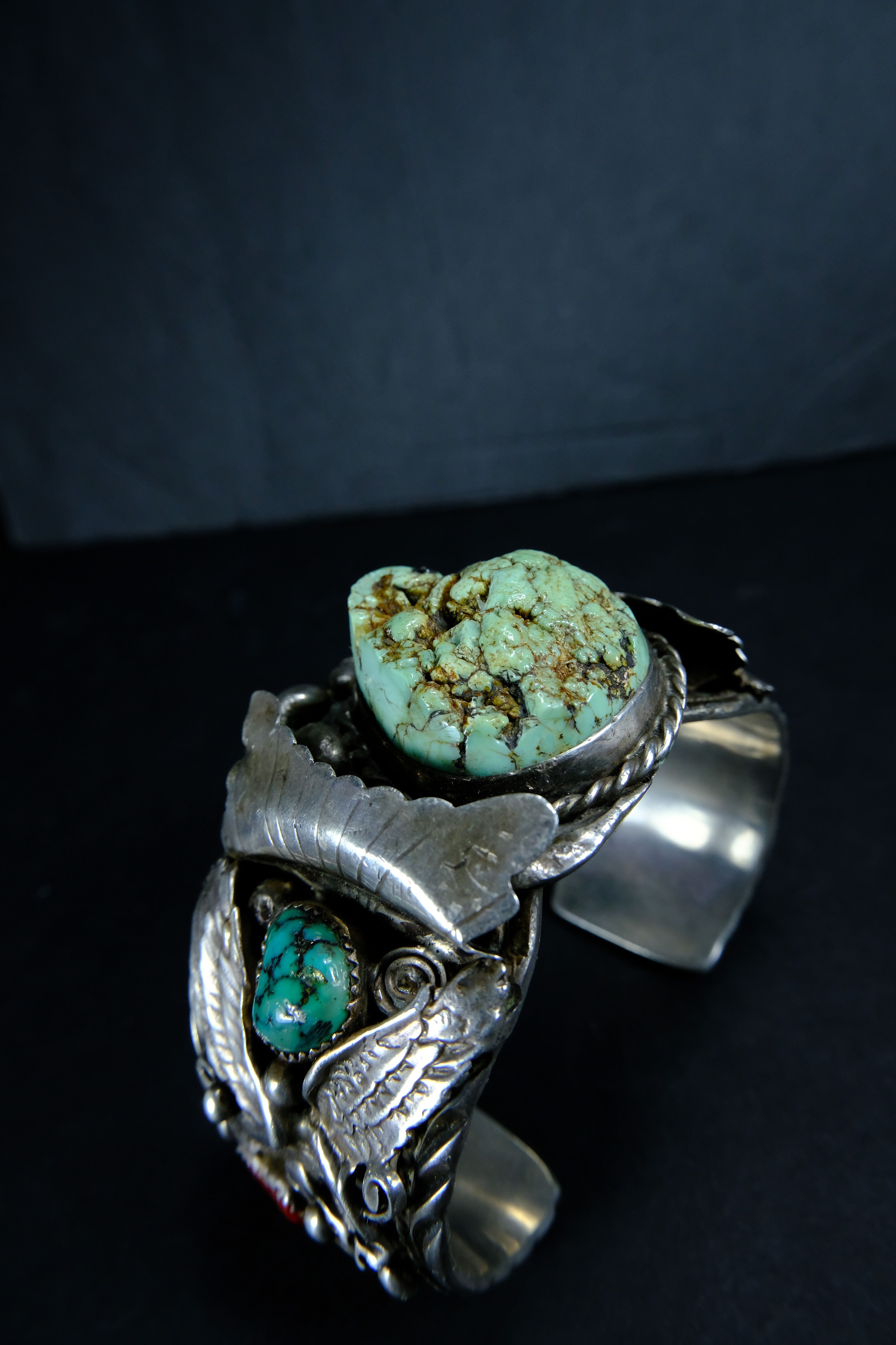 Vintage Turquoise Nugget Silver Bracelet Size ONE SIZE - 9 Thumbnail