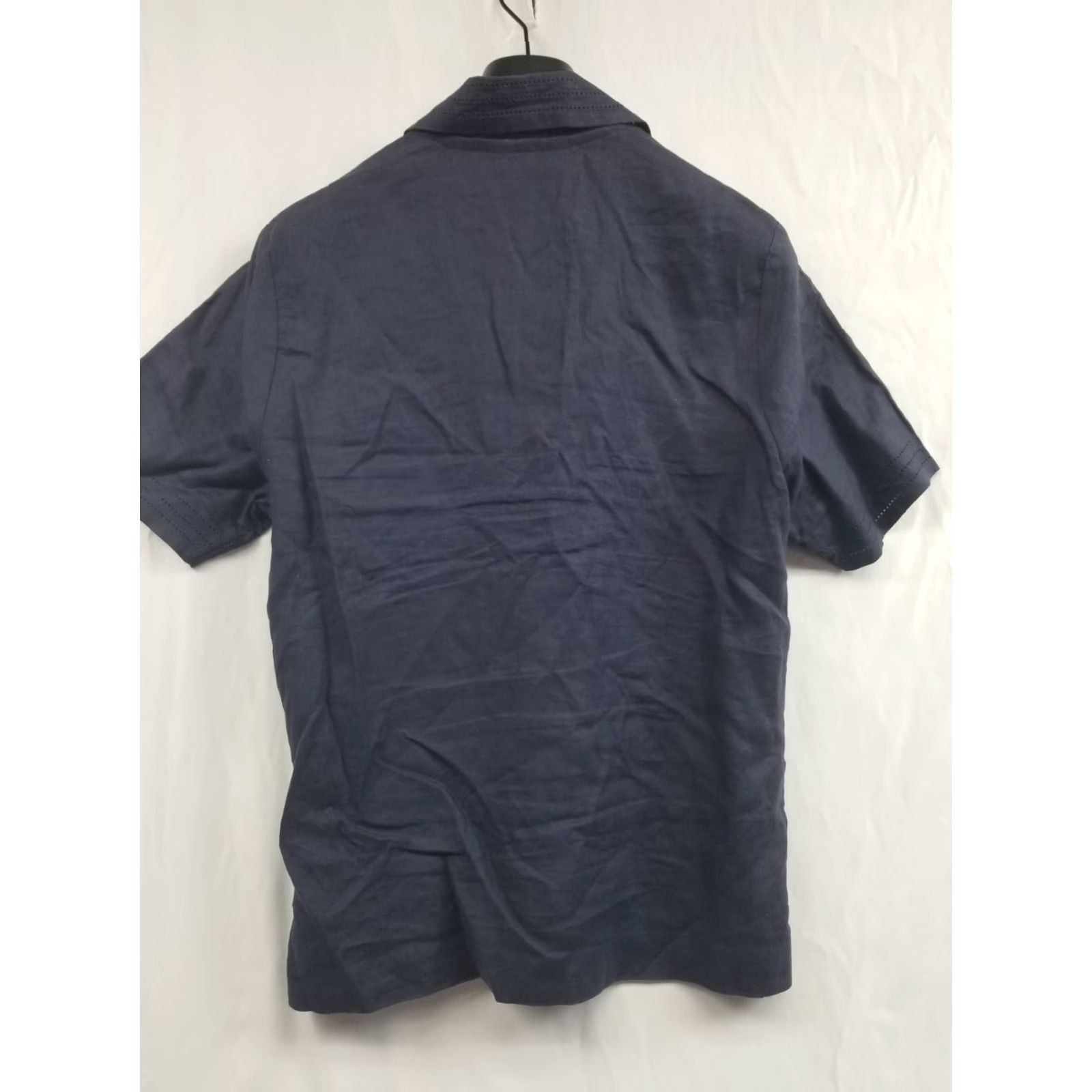 Vintage Valerie Stevens Blouse Shirt Women 8P Blue Linen Short Sleeve Button-Down Collar Tunic Casual Fall Spring Summer Regular Fit Size M / US 6-8 / IT 42-44 - 2 Thumbnail