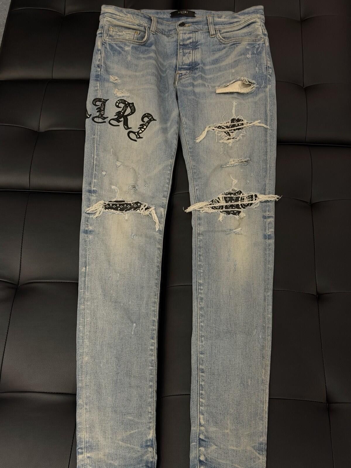 Amiri Size 31 - Amiri Blue Wrap Logo Jeans 100% Authentic Size US 31 - 6 Thumbnail