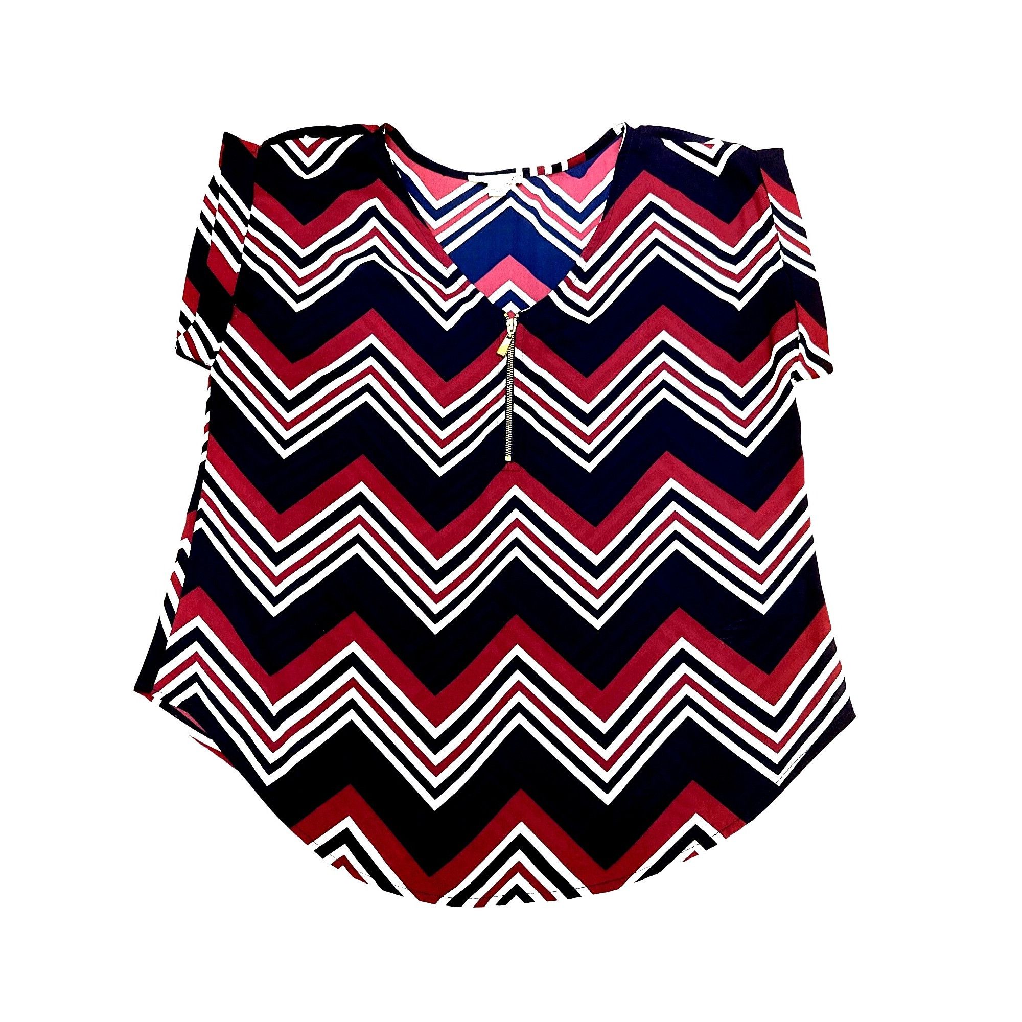 Other A'Gaci Sheer Chevron Print V Neck Blouse Large All Polyester Size L / US 10 / IT 46 - 6 Thumbnail