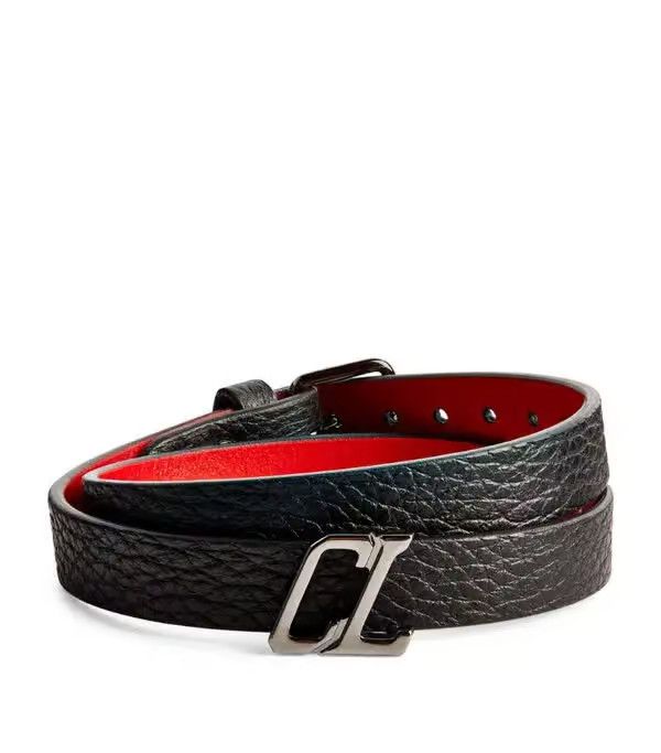 Christian Louboutin oc11z0225 Size: OS/Rui Logo Bracelet in Black/Red Size ONE SIZE - 1 Thumbnail