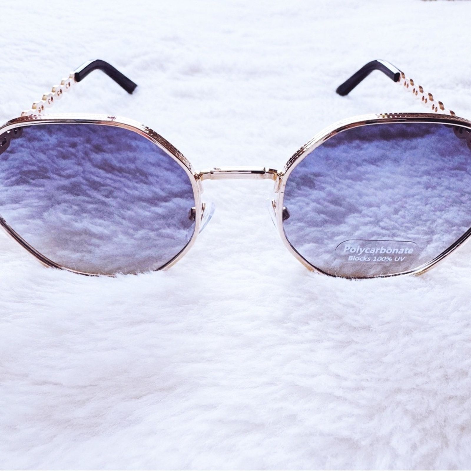 Other Phoebe Blue & Clear Geometric Sunglasses Size ONE SIZE - 5 Thumbnail